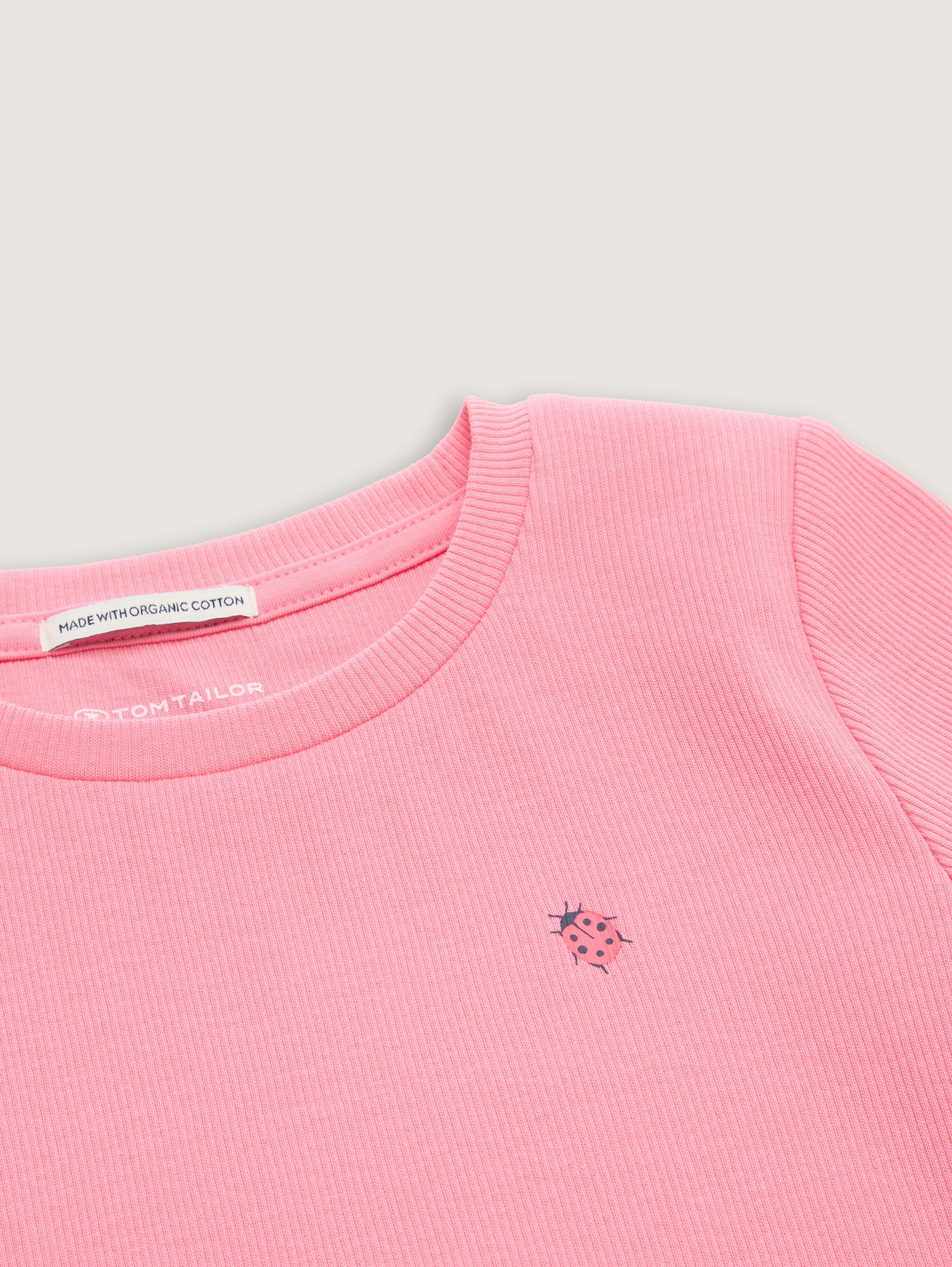 Ribbed T-shirt with print by Tom Tailor