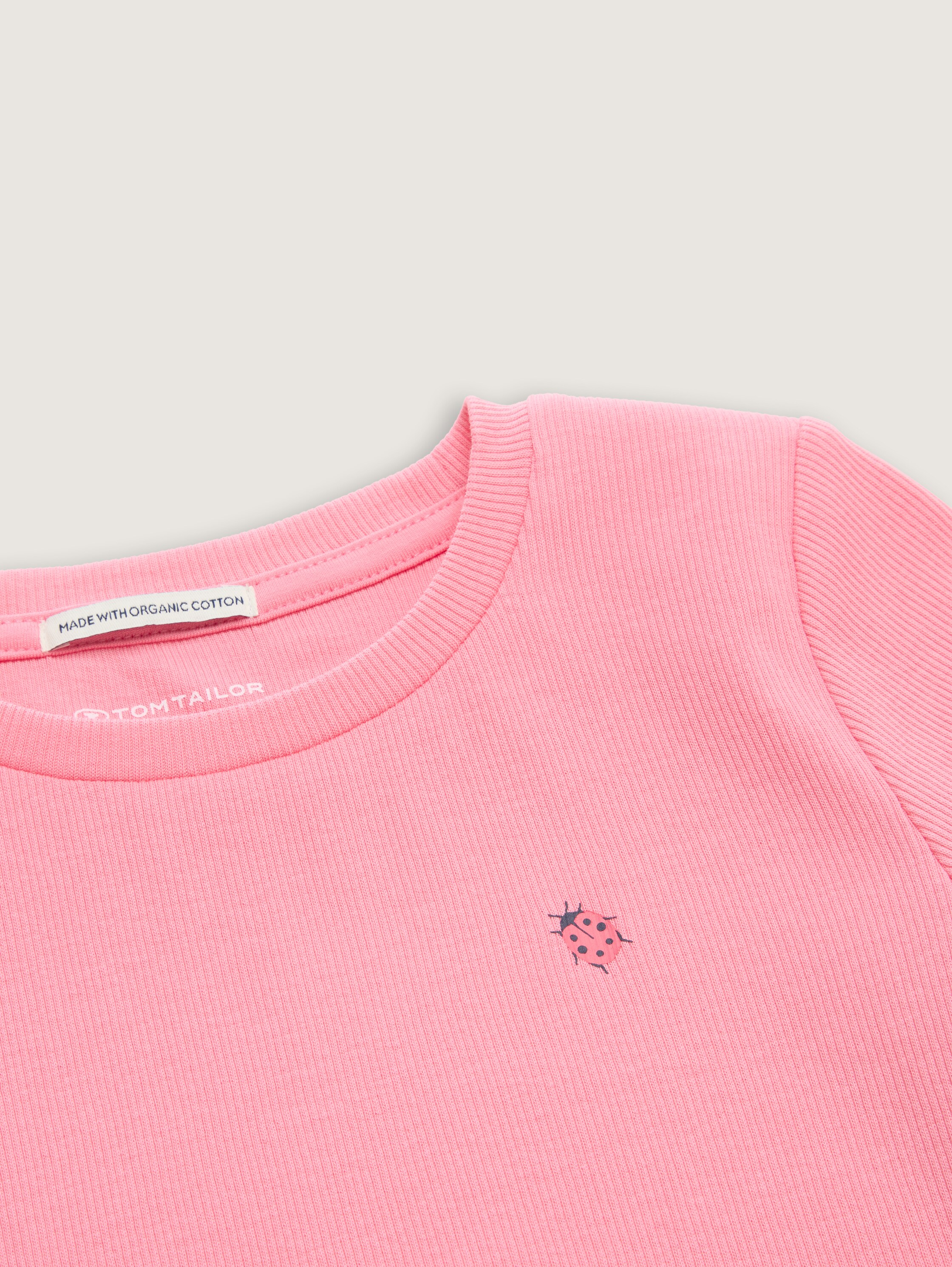 Ripp T-Shirt mit Print - sunrise_pink - 