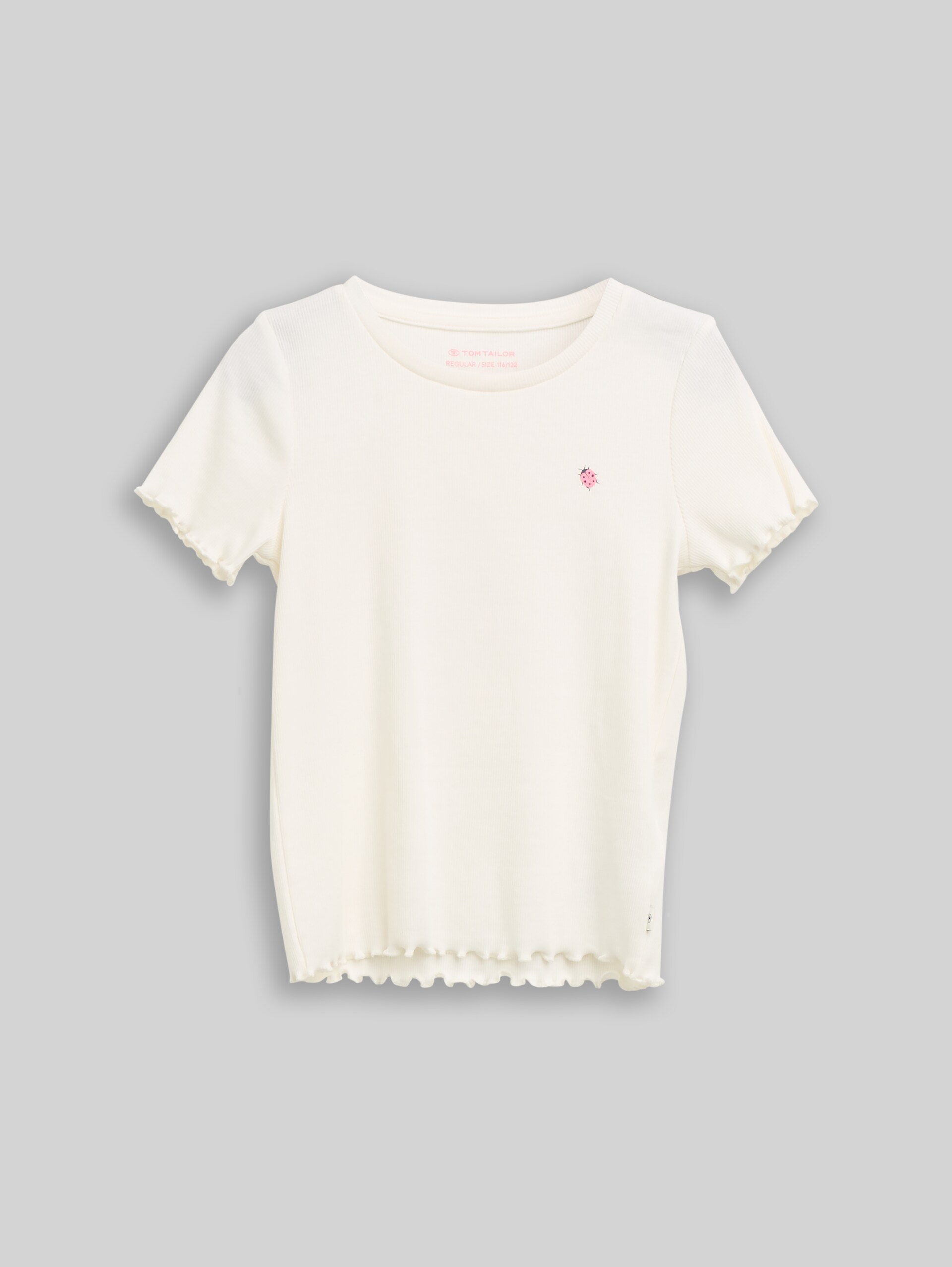Ripp T-Shirt mit Print - soft cream white - Vorder-Produkt-Ansicht