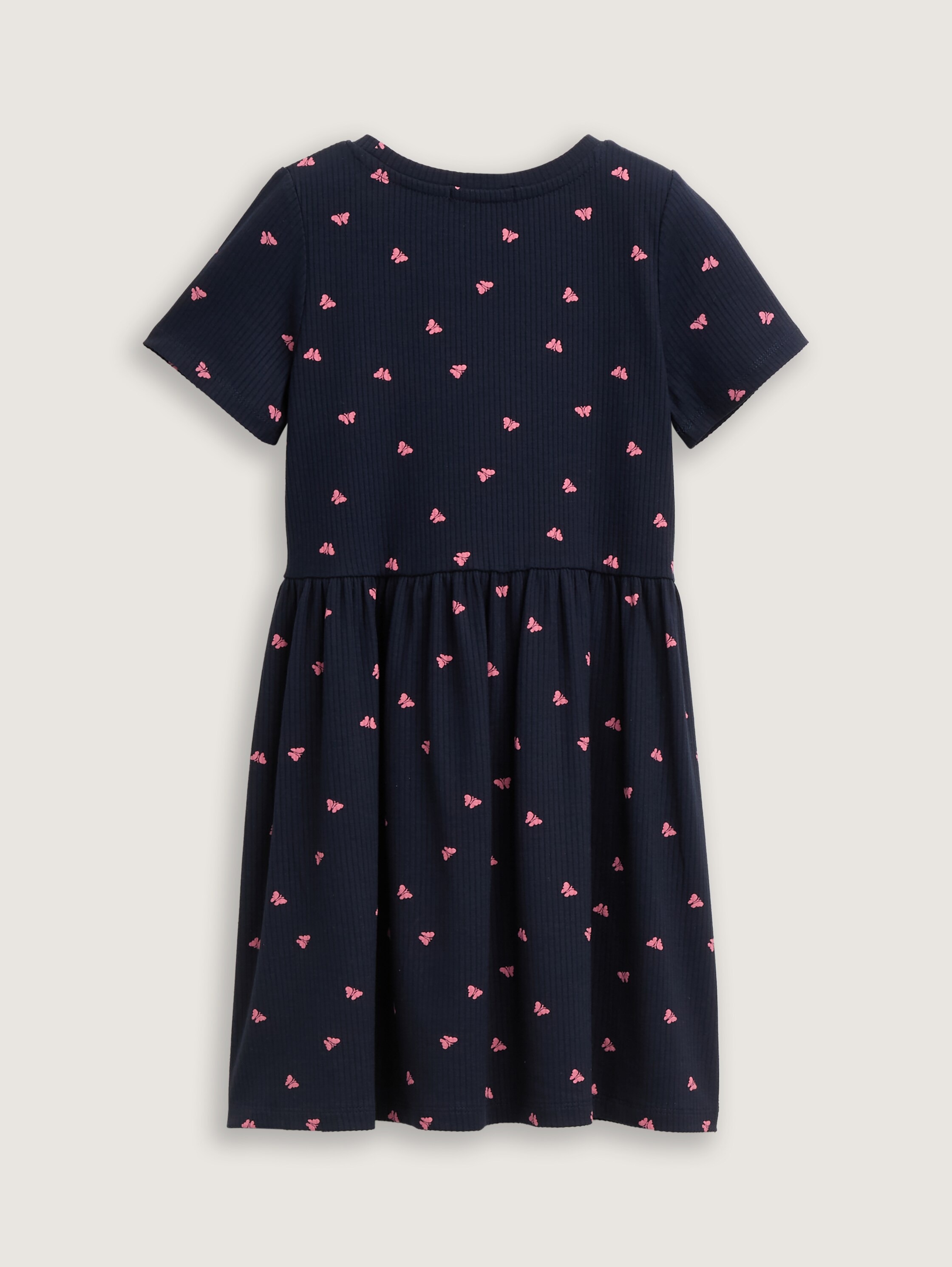 Mini-Kleid mit Muster - dark_blue_pink_butterfly - 