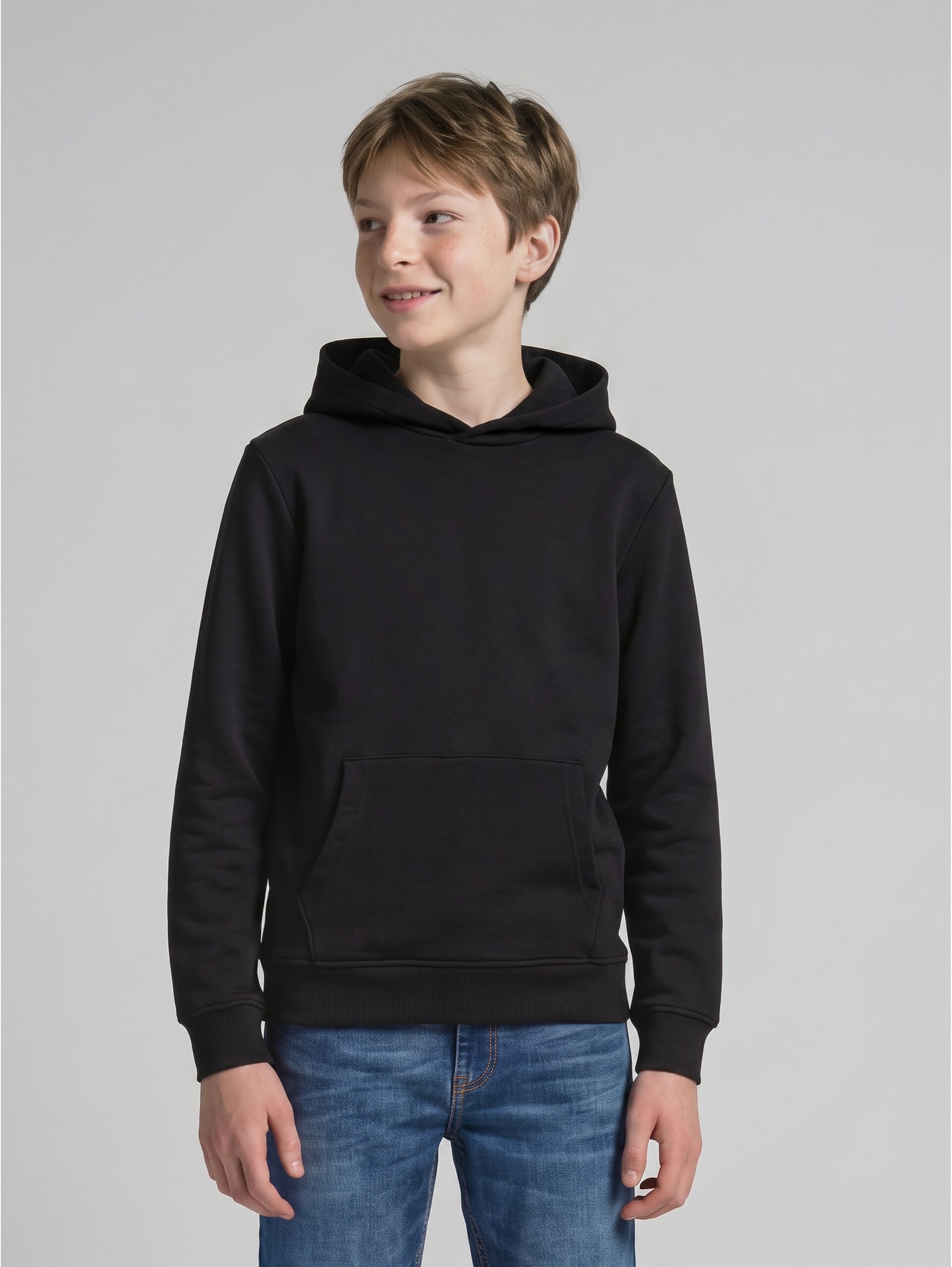 Hoodie met print op de rug - heavy black - Nek model vooraanzicht