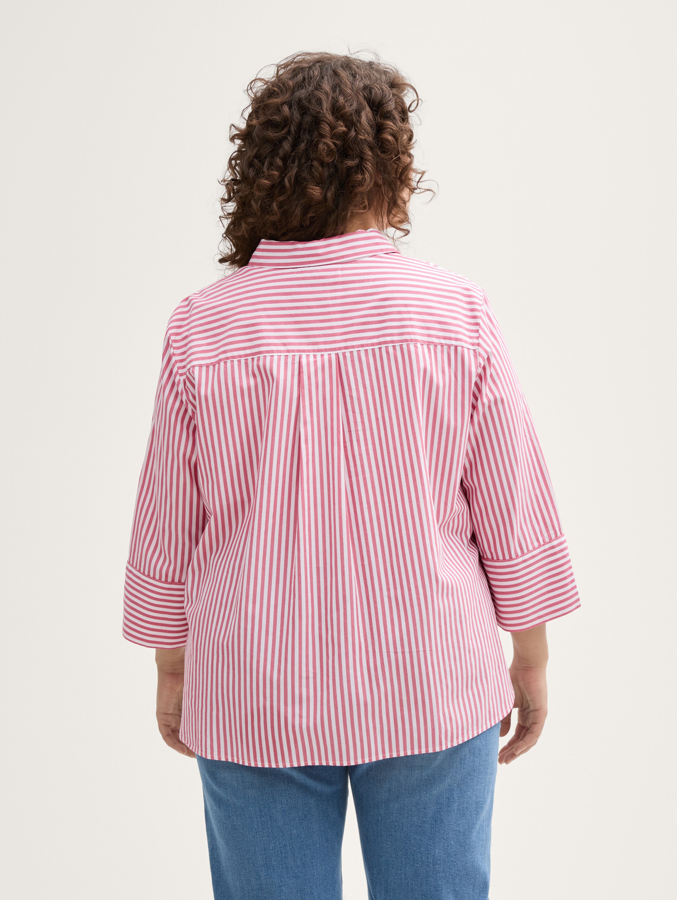 Plus Size - Loose Fit Bluse mit Streifenmuster - mid_berry_white_stripe - 