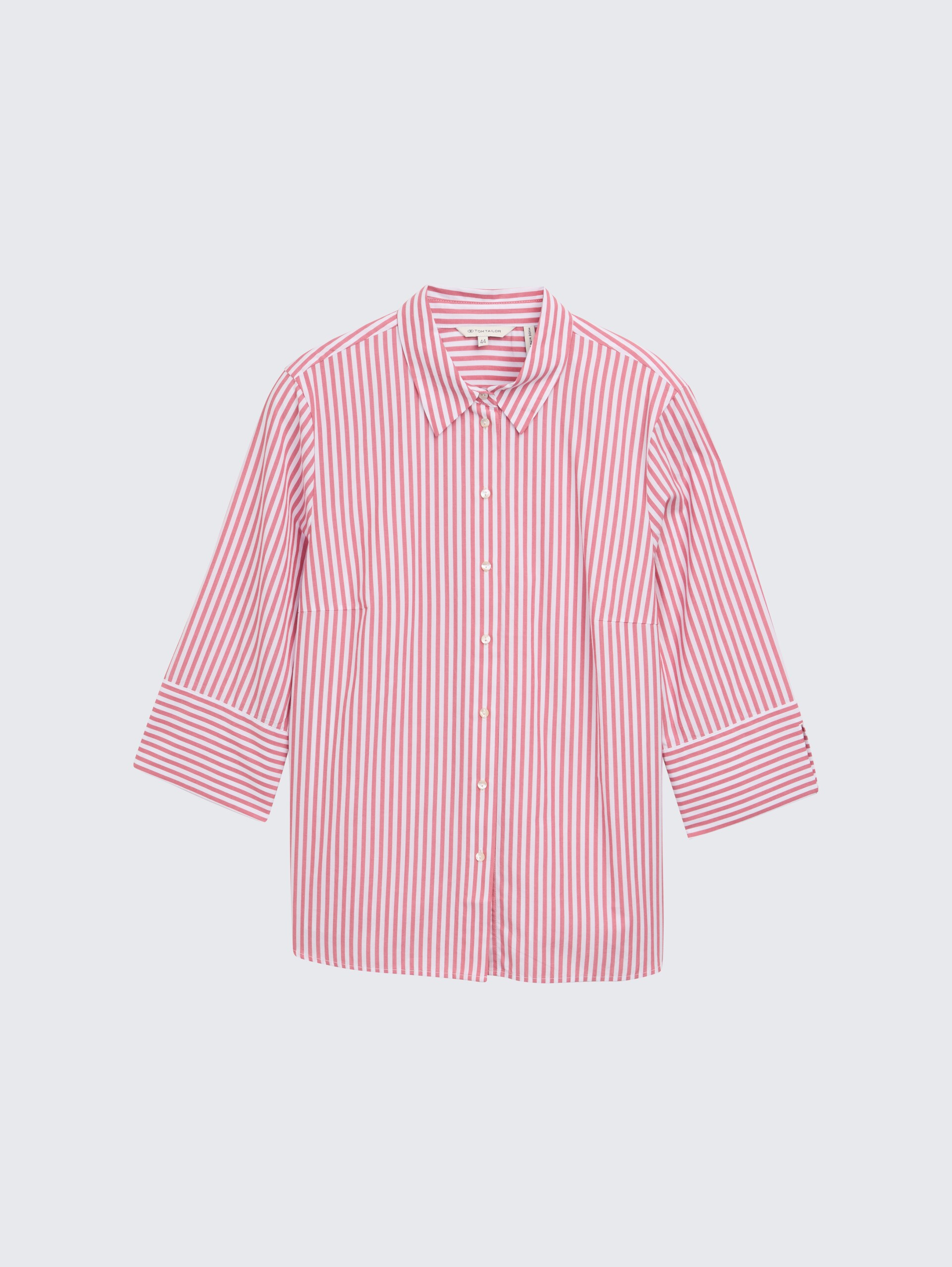 Plus Size - Loose Fit Bluse mit Streifenmuster - mid berry white stripe - Vorder-Produkt-Ansicht