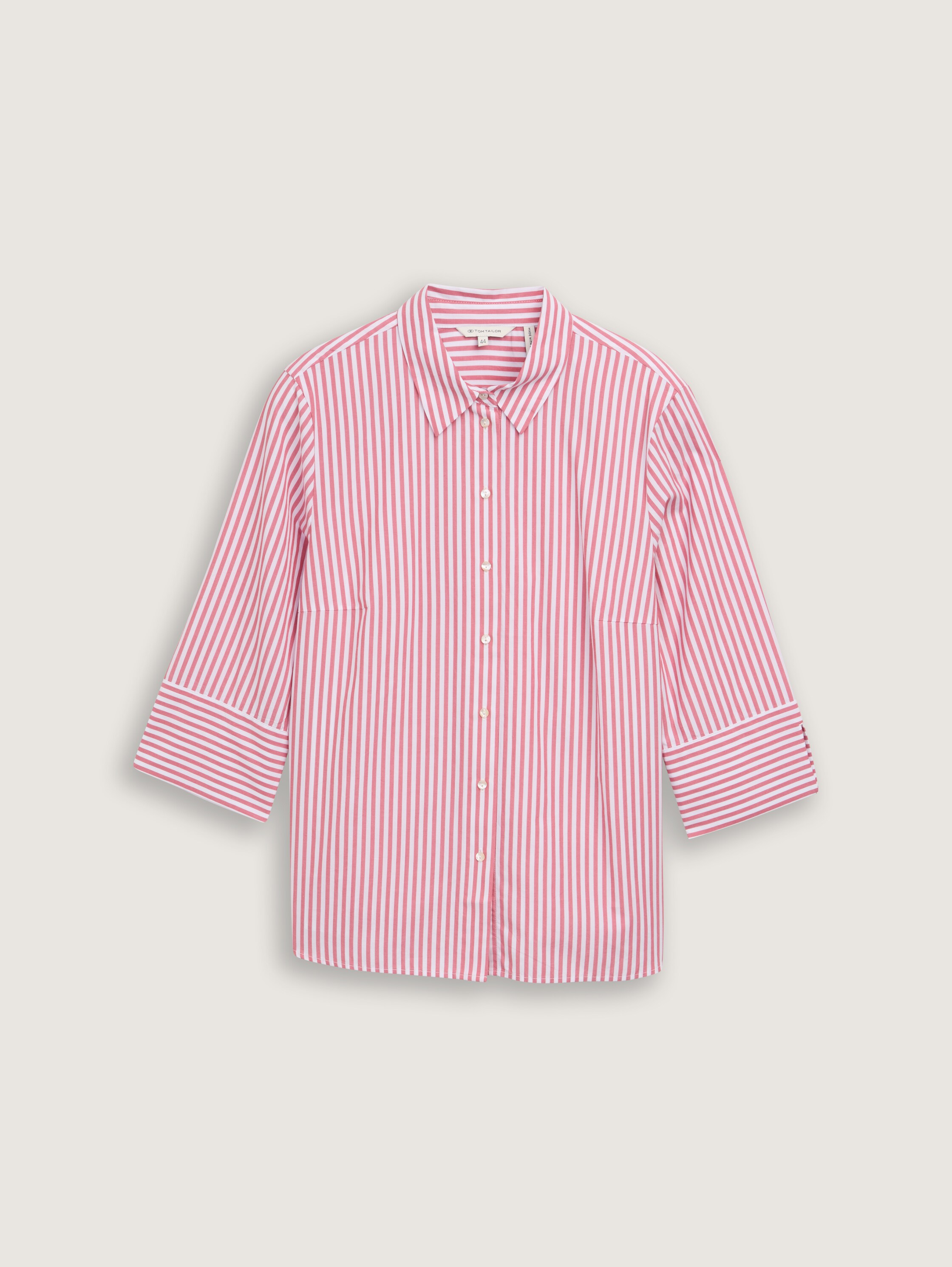 Plus Size - Loose Fit Bluse mit Streifenmuster - mid_berry_white_stripe - 