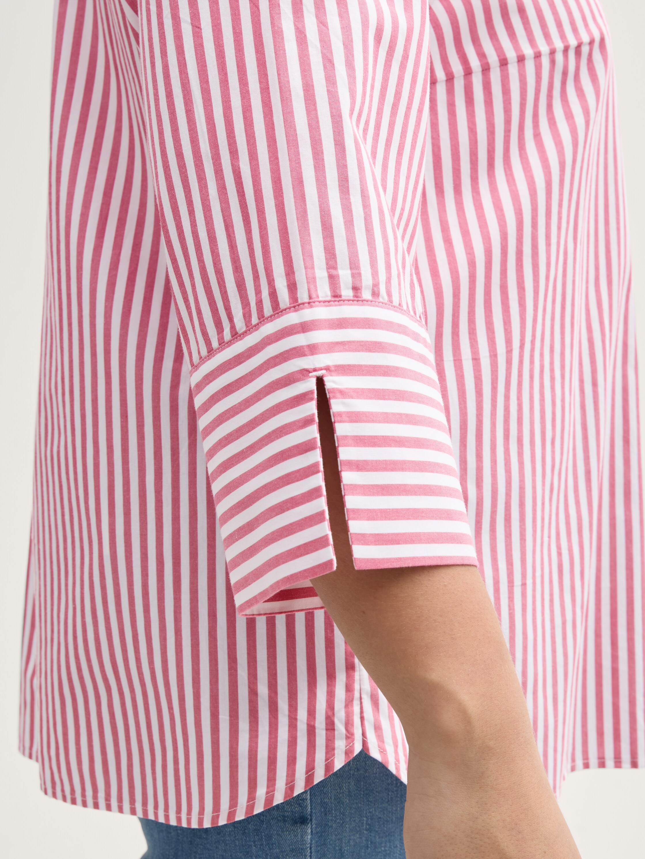 Plus Size - Loose Fit Bluse mit Streifenmuster - mid_berry_white_stripe - 