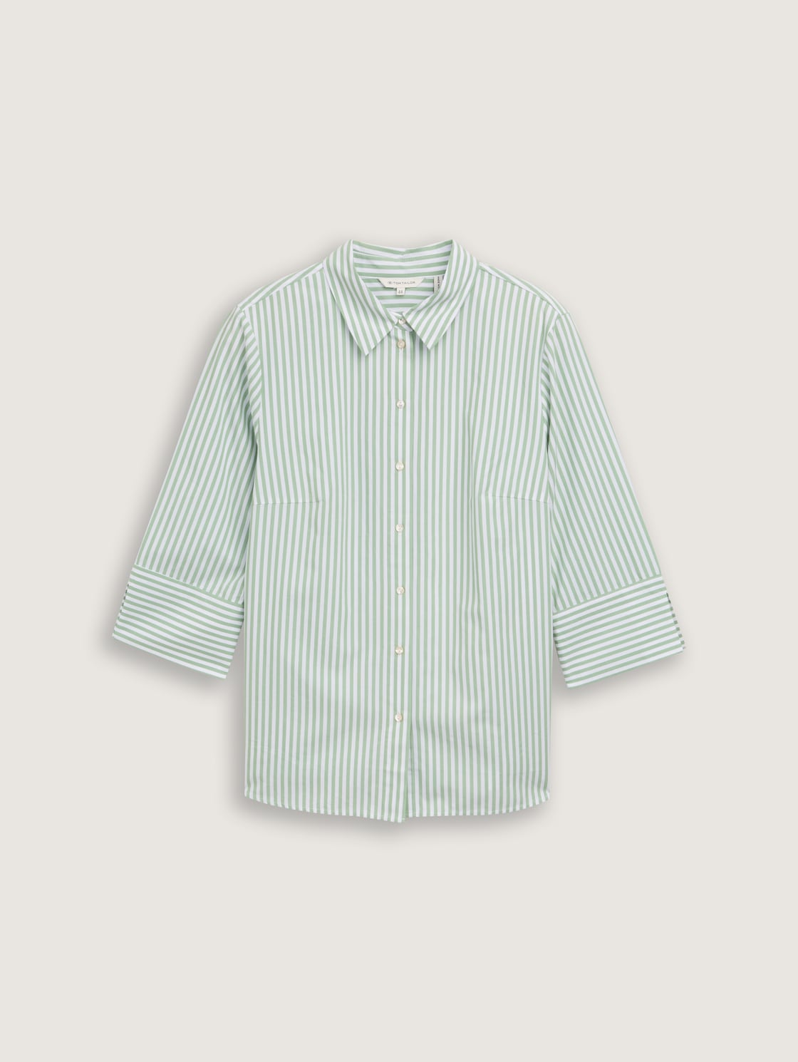 Plus Size - Loose Fit Bluse mit Streifenmuster - mid green white stripe - Vorder-Produkt-Ansicht