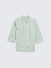 Plus Size - Loose Fit Bluse mit Streifenmuster - mid green white stripe - Vorder-Produkt-Ansicht
