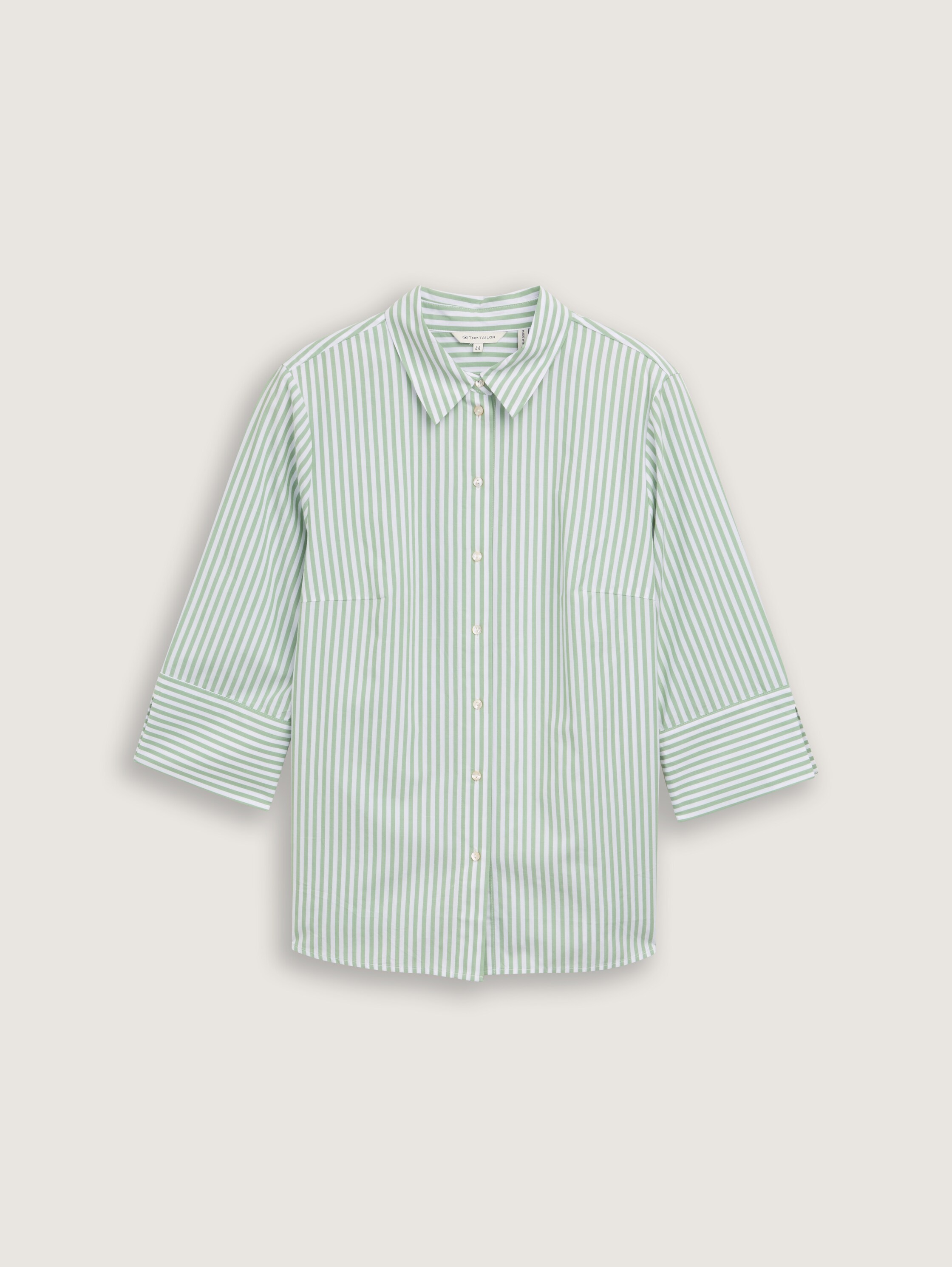 Plus Size - Loose Fit Bluse mit Streifenmuster - mid_green_white_stripe - 