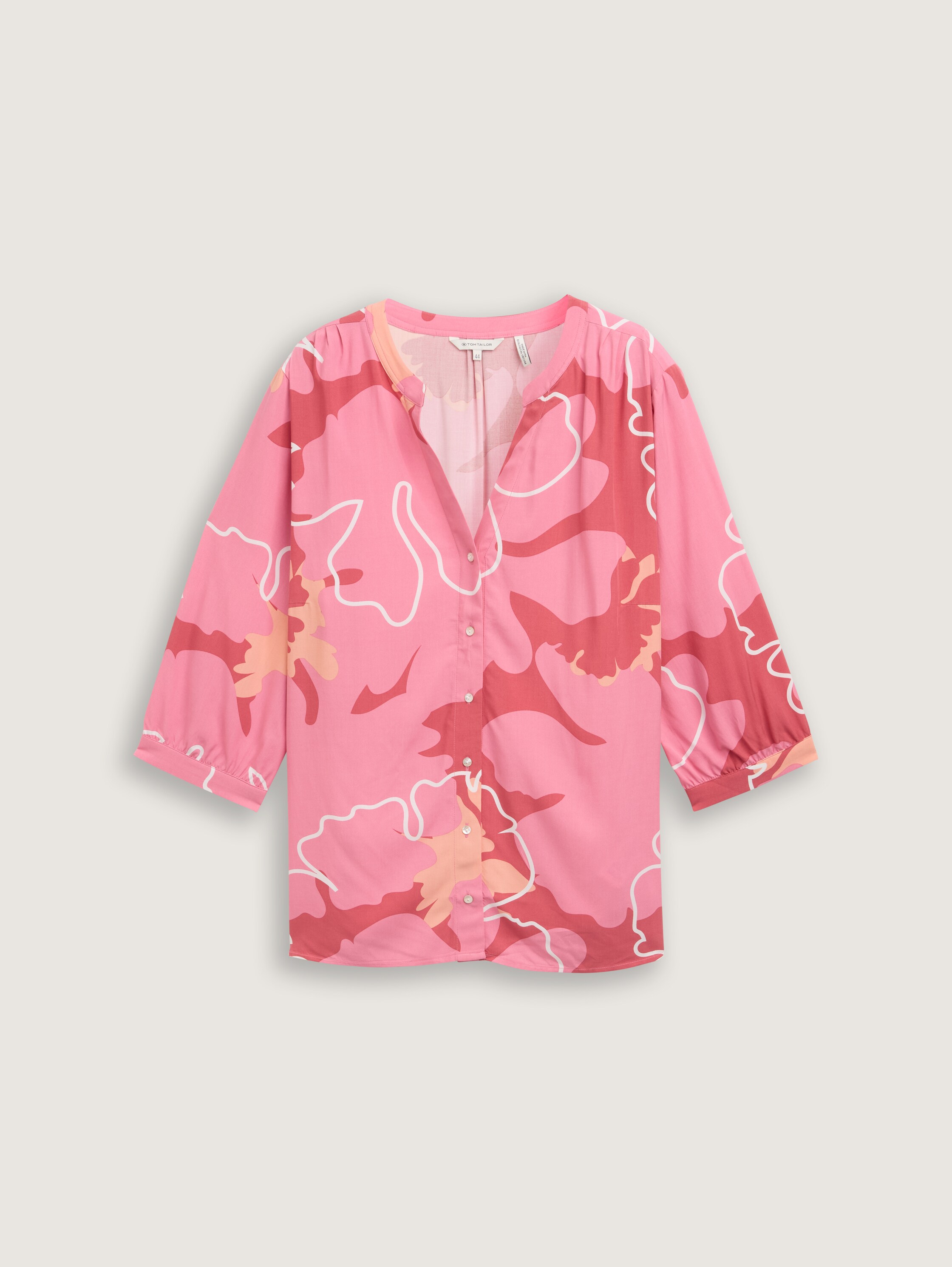 Plus Size - Bluse mit Muster - pink_big_floral_shapes_design - 