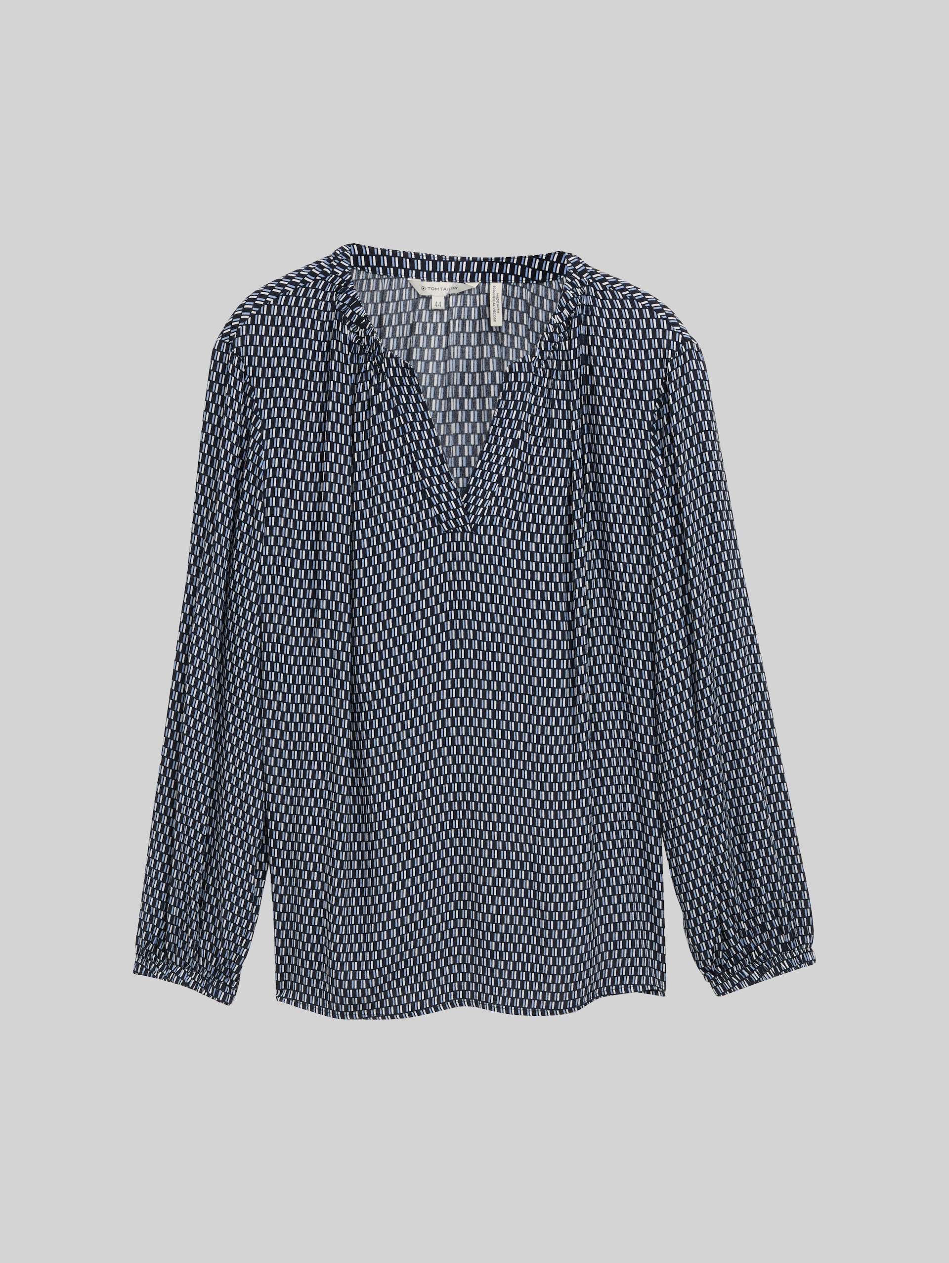 Plus Size - Blouse met patroon - printed blue white minimal - Product vooraanzicht