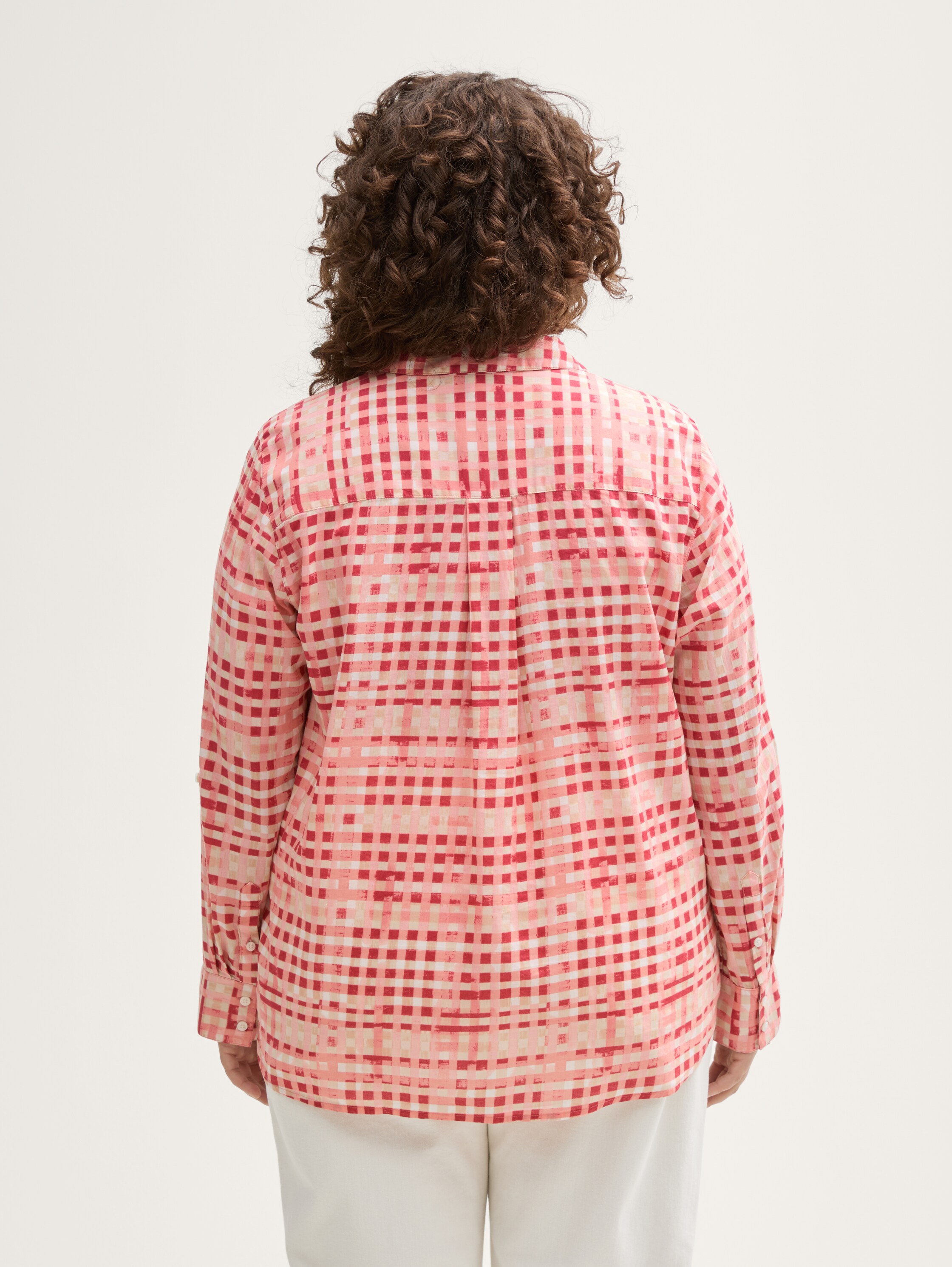 Plus Size - Bluse mit Muster - berry_red_check_design - 