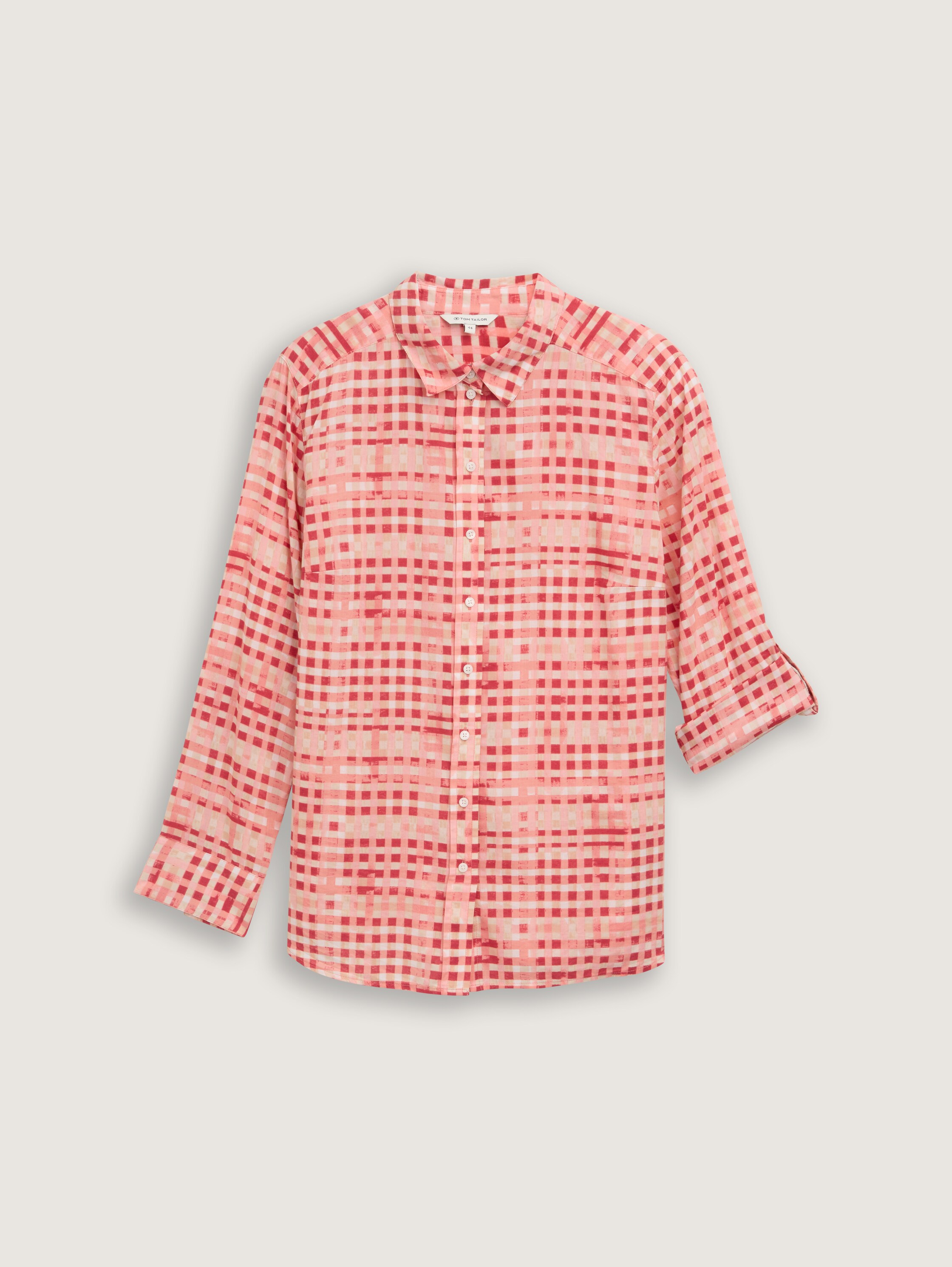 Plus Size - Bluse mit Muster - berry_red_check_design - 