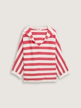 Pull en maille loose fit avec capuche - red melange block stripe