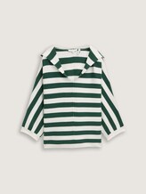 Pull en maille loose fit avec capuche - green melange block stripe