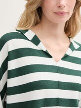 Pull en maille loose fit avec capuche - green melange block stripe - Vue détaillée du modèle