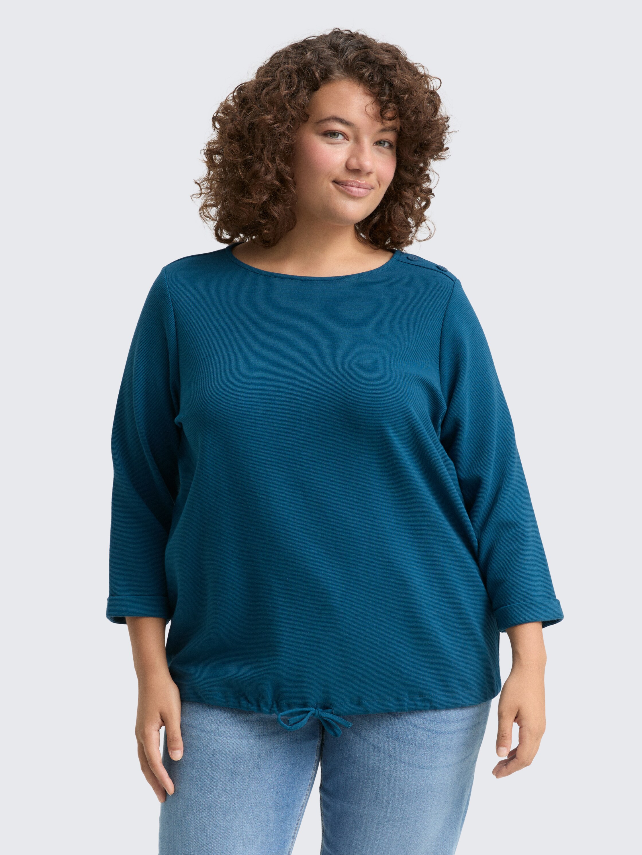 Plus Size - Shirt met lange mouwen en knoopdetails - dark_petrol_1 - 