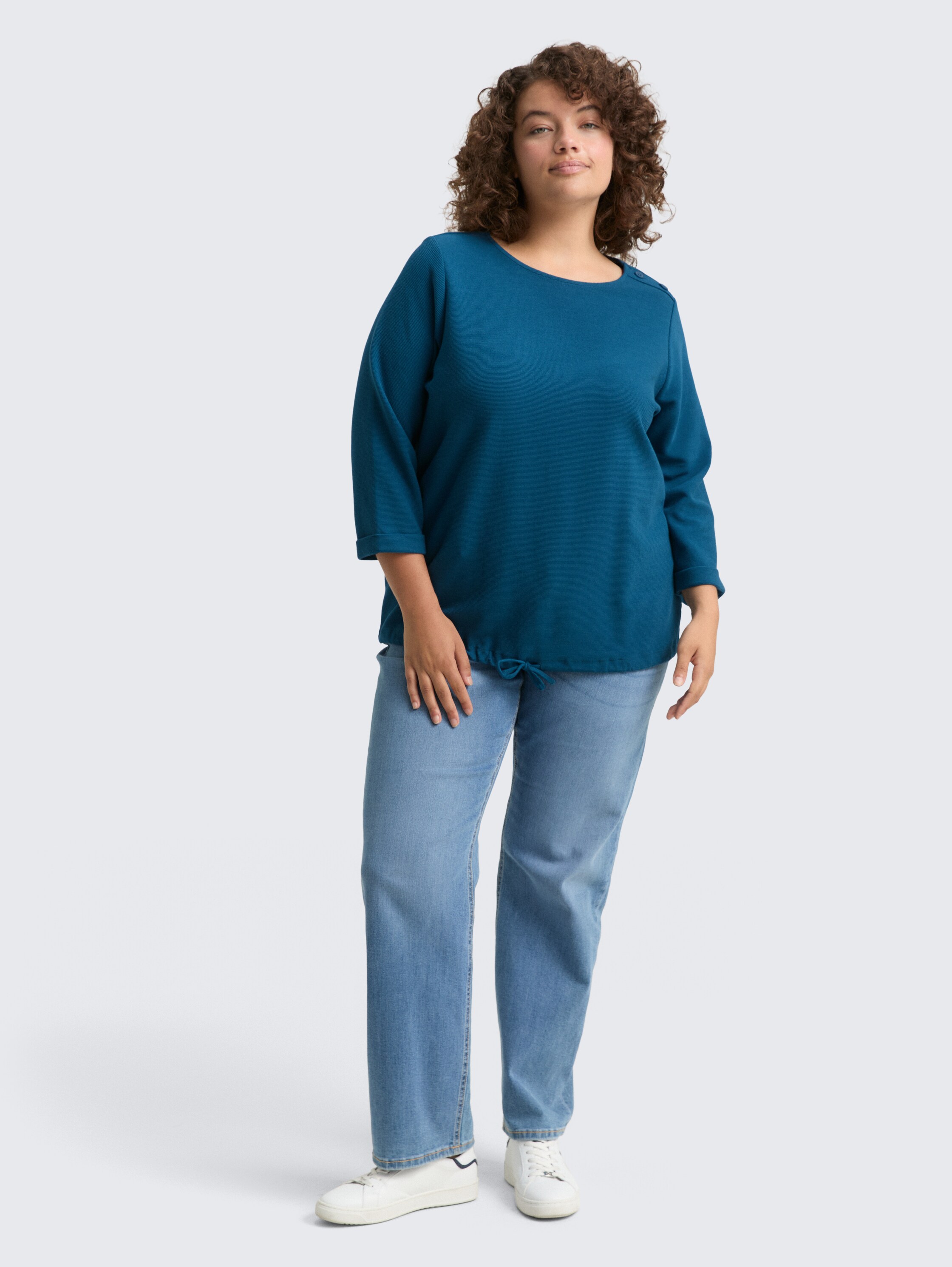 Plus Size - Shirt met lange mouwen en knoopdetails - dark_petrol_1 - 