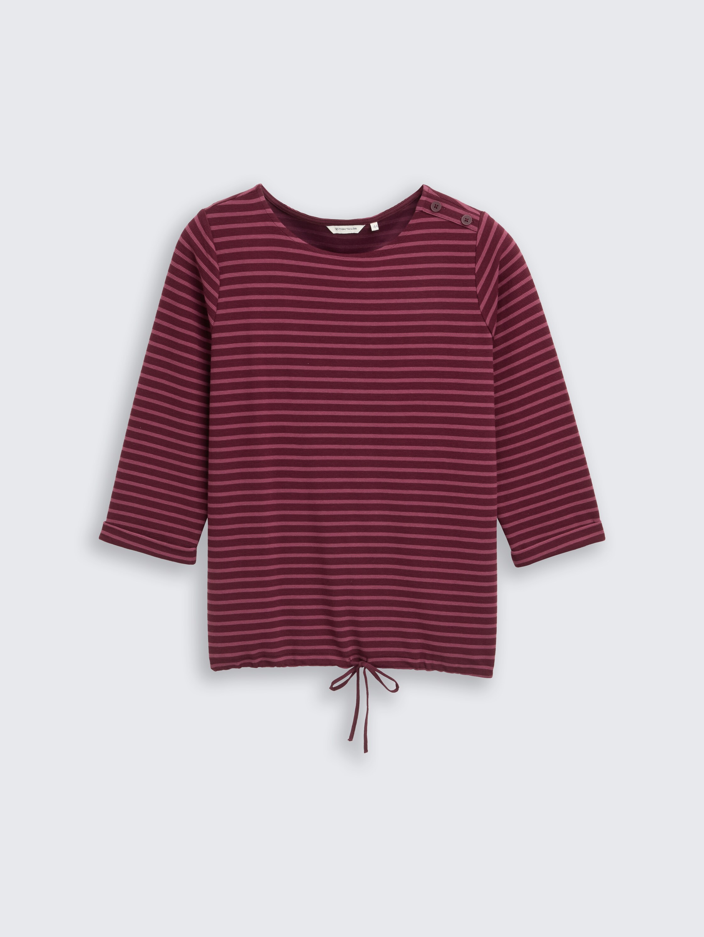 Plus Size - Shirt met lange mouwen en knoopdetails - oxblood_red_stripe - 