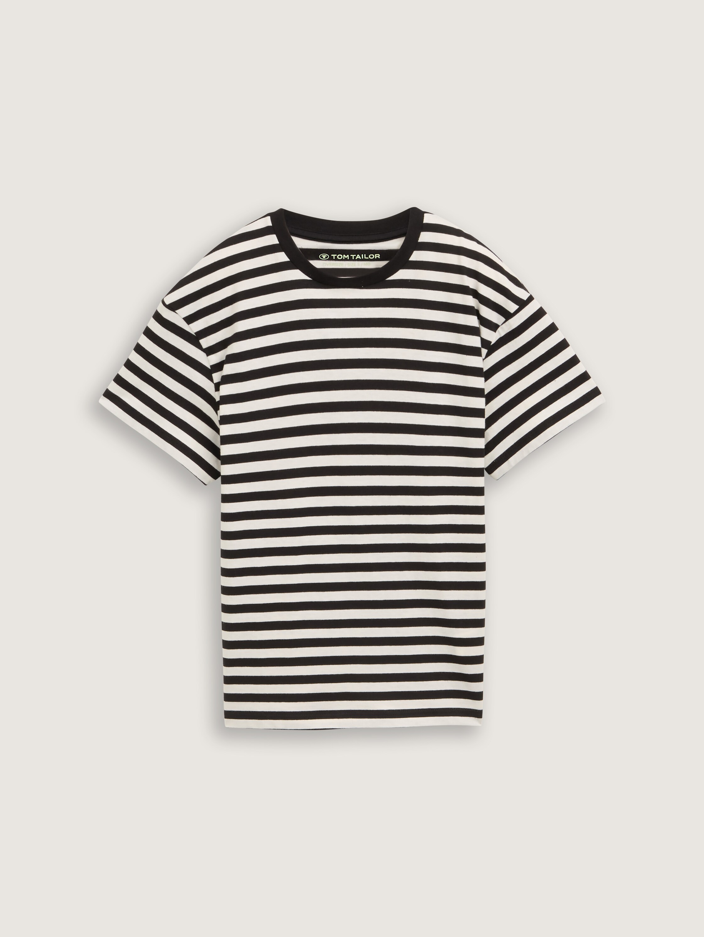 Oversize T-Shirt mit Streifenmuster - black_and_white_stripe - 
