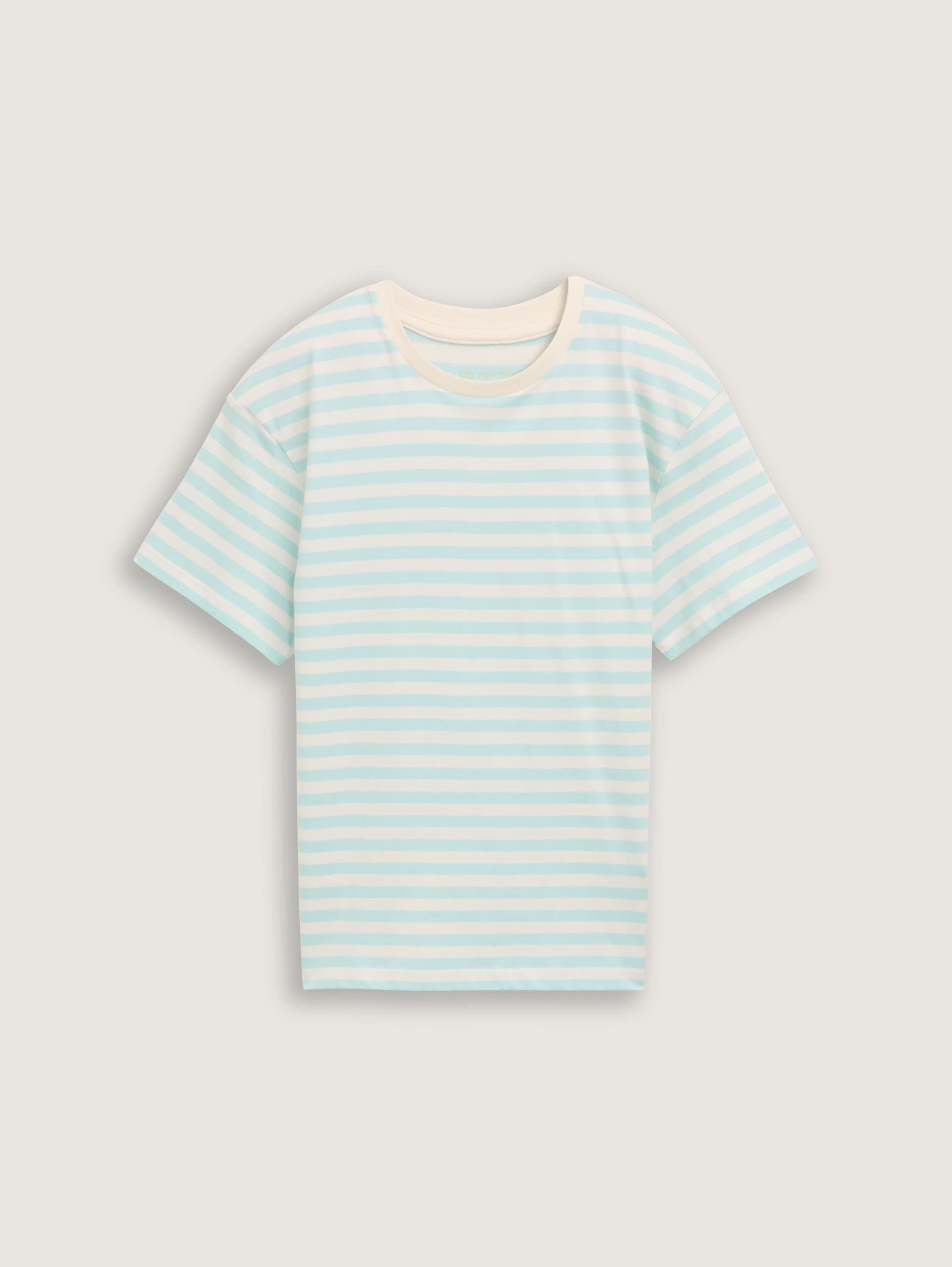 Oversize T-Shirt mit Streifenmuster - turquoise_white_stripe - 