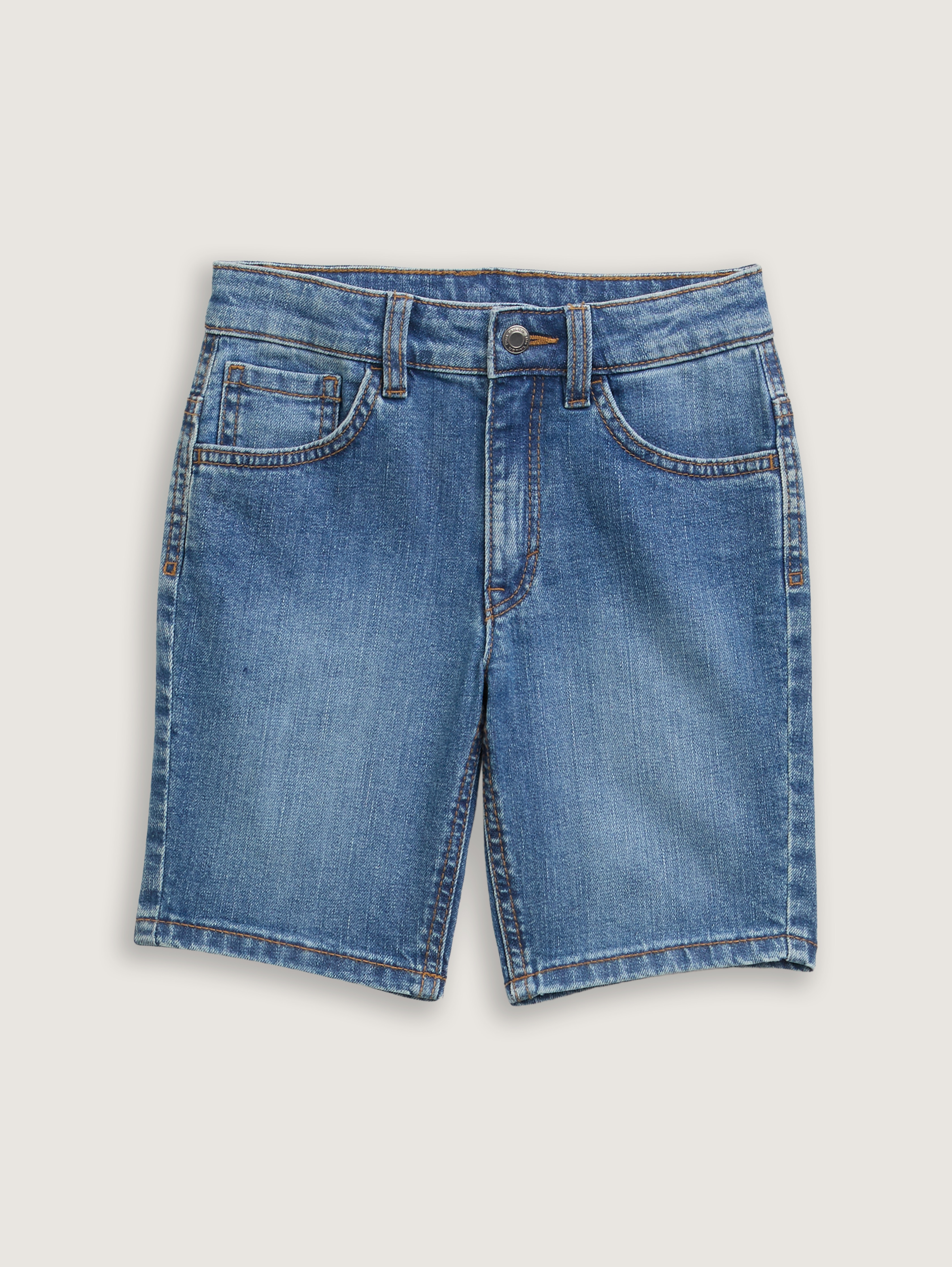 Basic Jeans Shorts von Mini Boys, mid stone bright blue denim