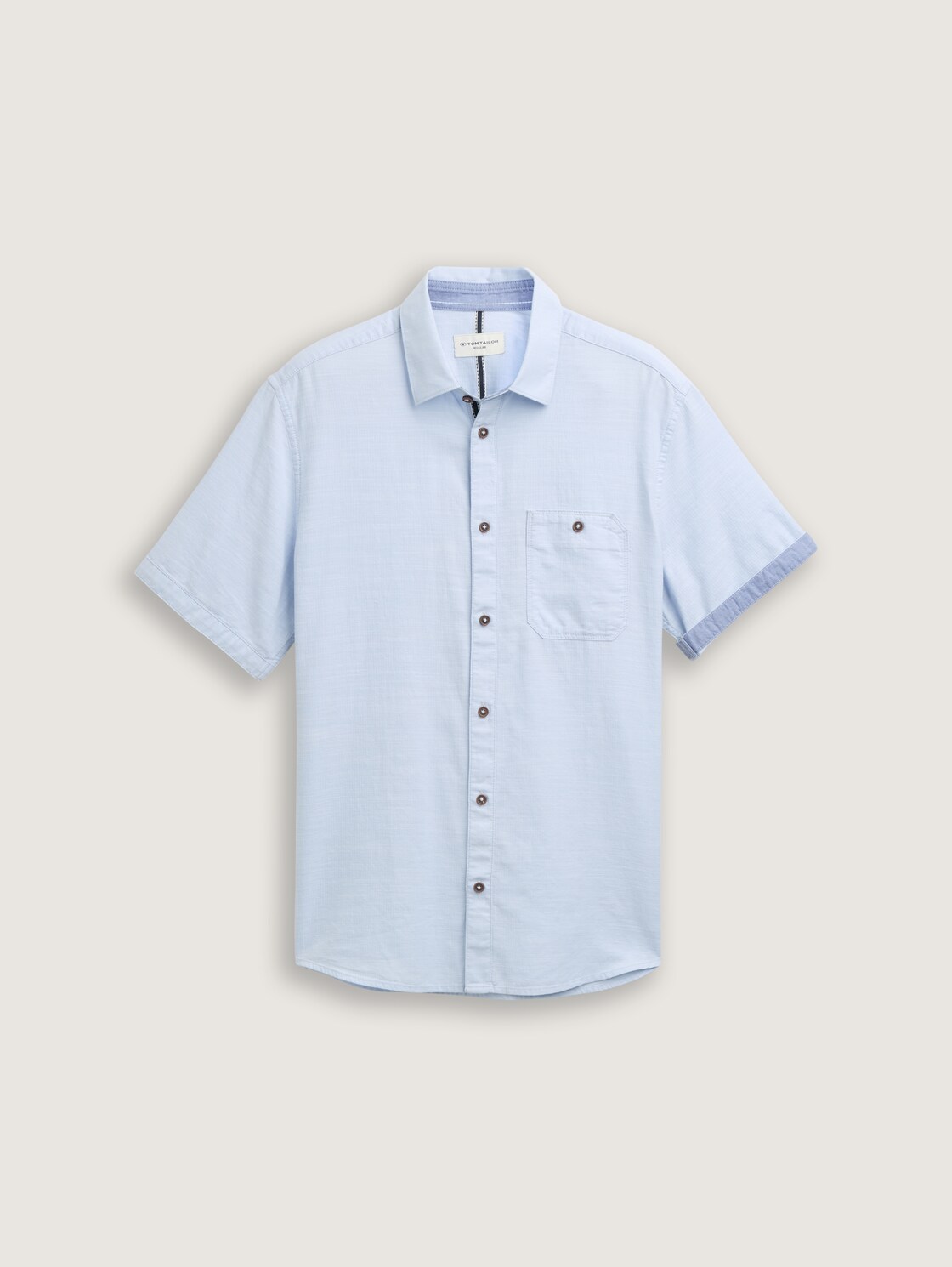 Regular Fit Kurzarmhemd mit Brusttasche - powder blue zigzag structure - Vorder-Produkt-Ansicht