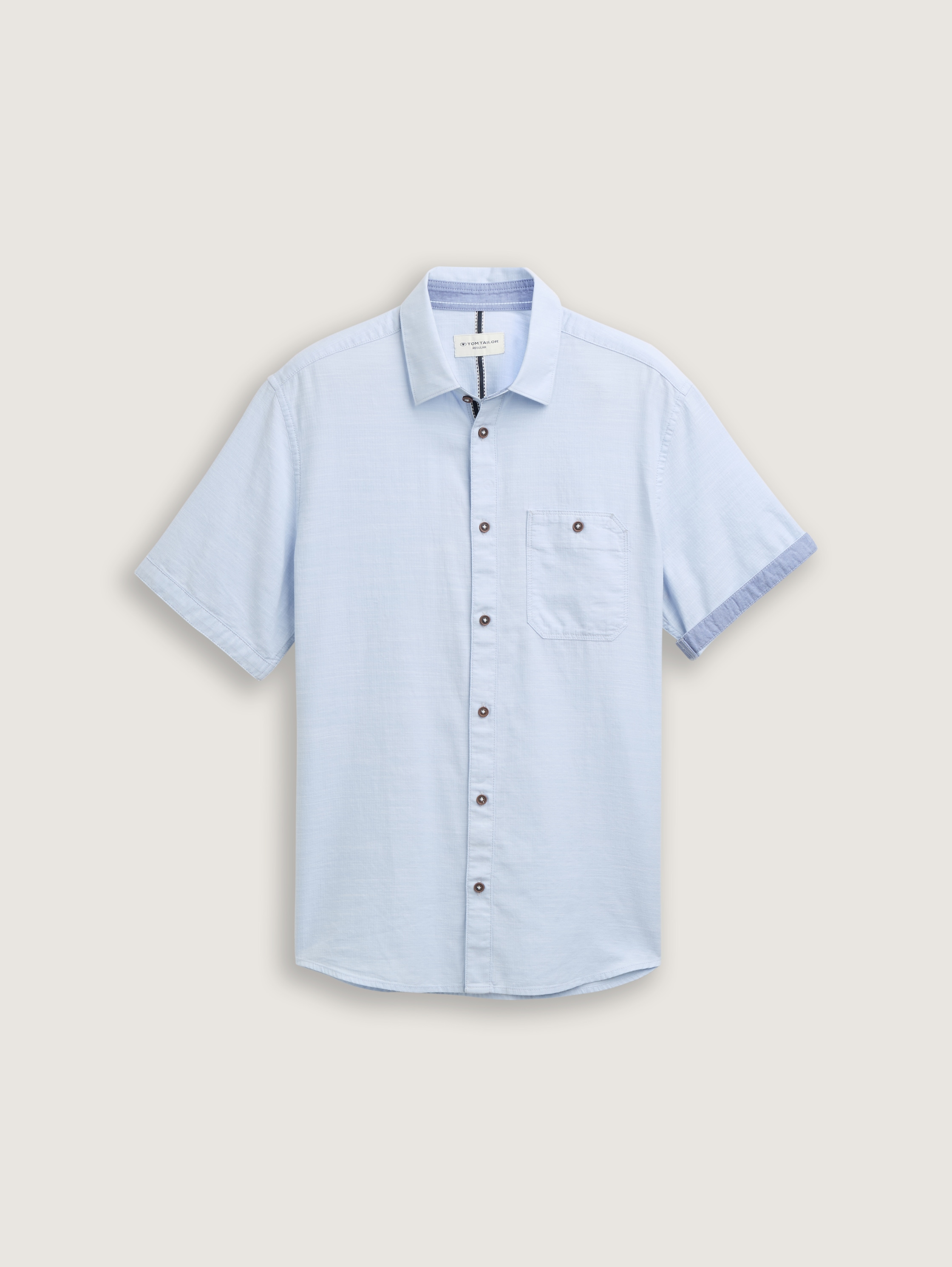 Regular Fit Kurzarmhemd mit Brusttasche - powder_blue_zigzag_structure - 