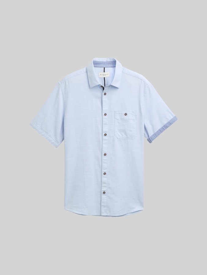 Regular Fit Kurzarmhemd mit Brusttasche von Men, powder blue zigzag structure