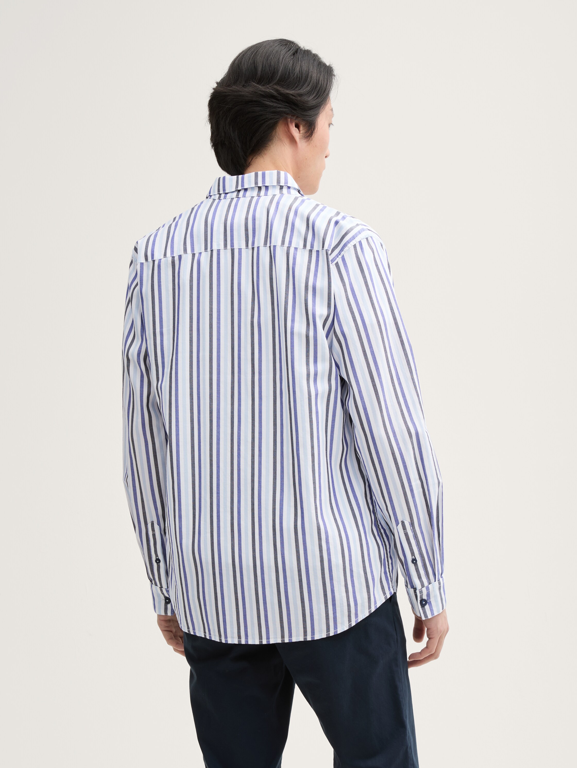 Regular Fit Hemd aus Baumwolle - blue_structure_stripes - 