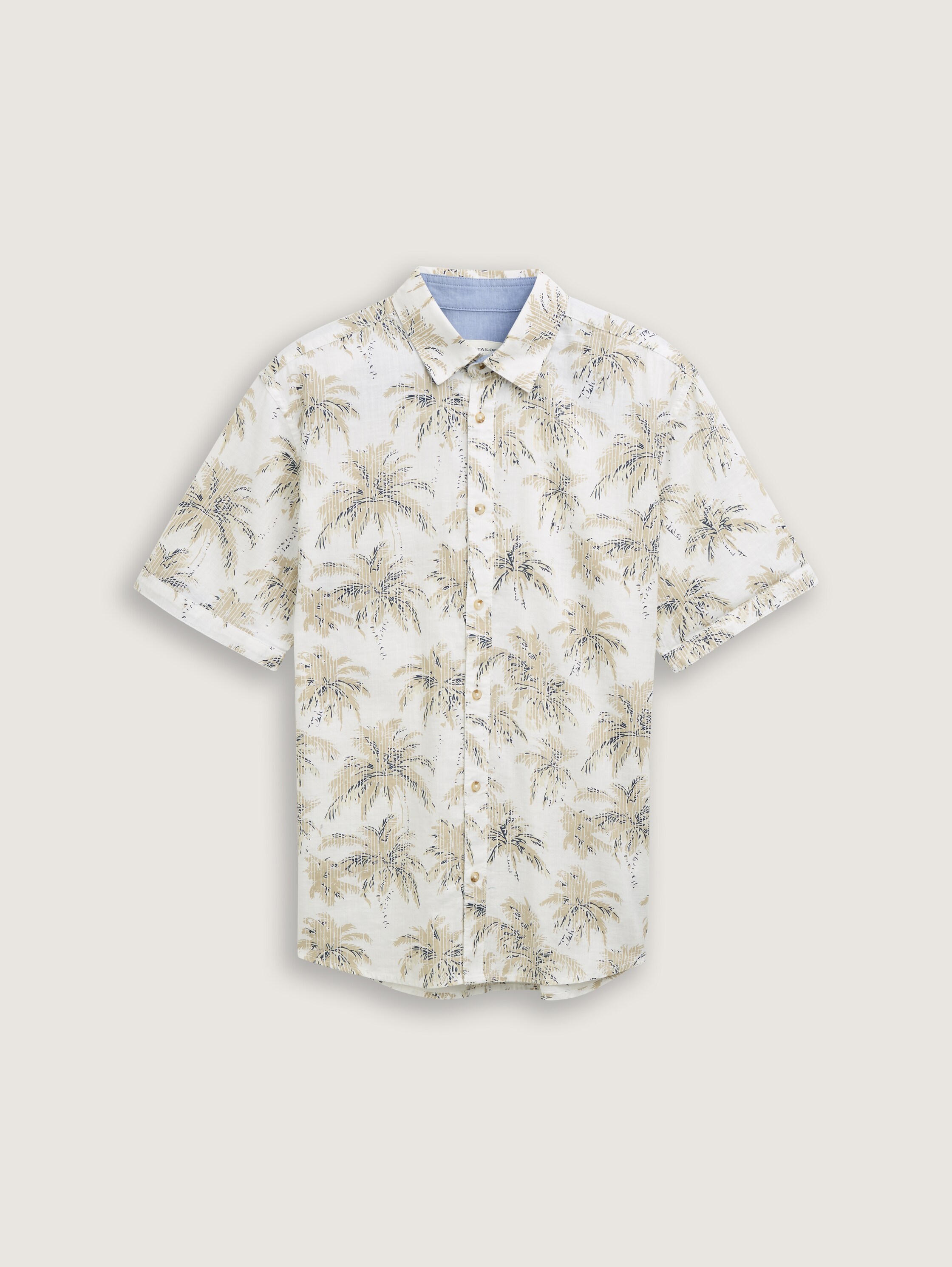 Regular Fit Kurzarmhemd mit Palmen-Print - off_white_stripe_palm_design - 