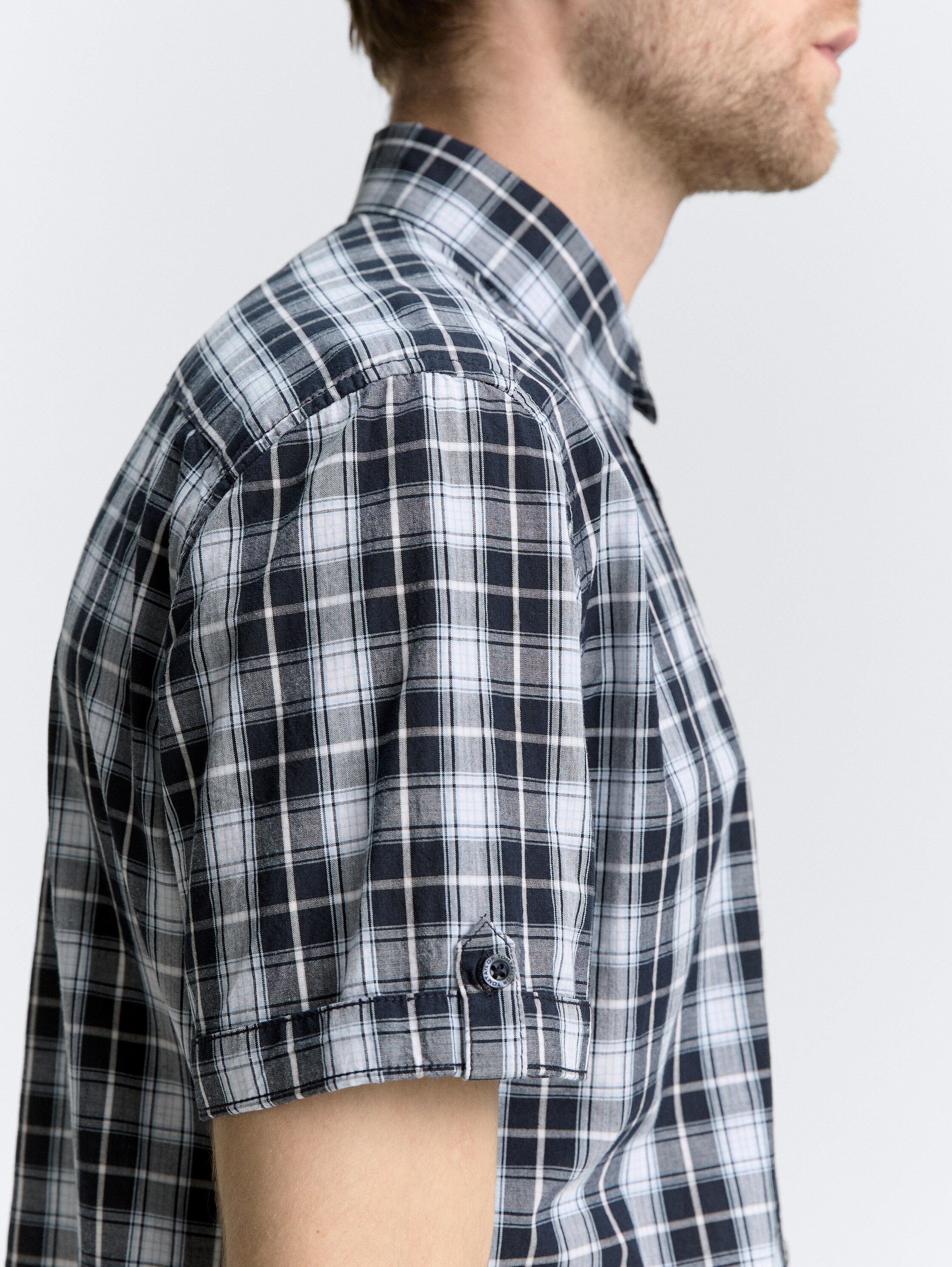 Regular fit short sleeve shirt with checked pattern - navy_powder_blue_check - 