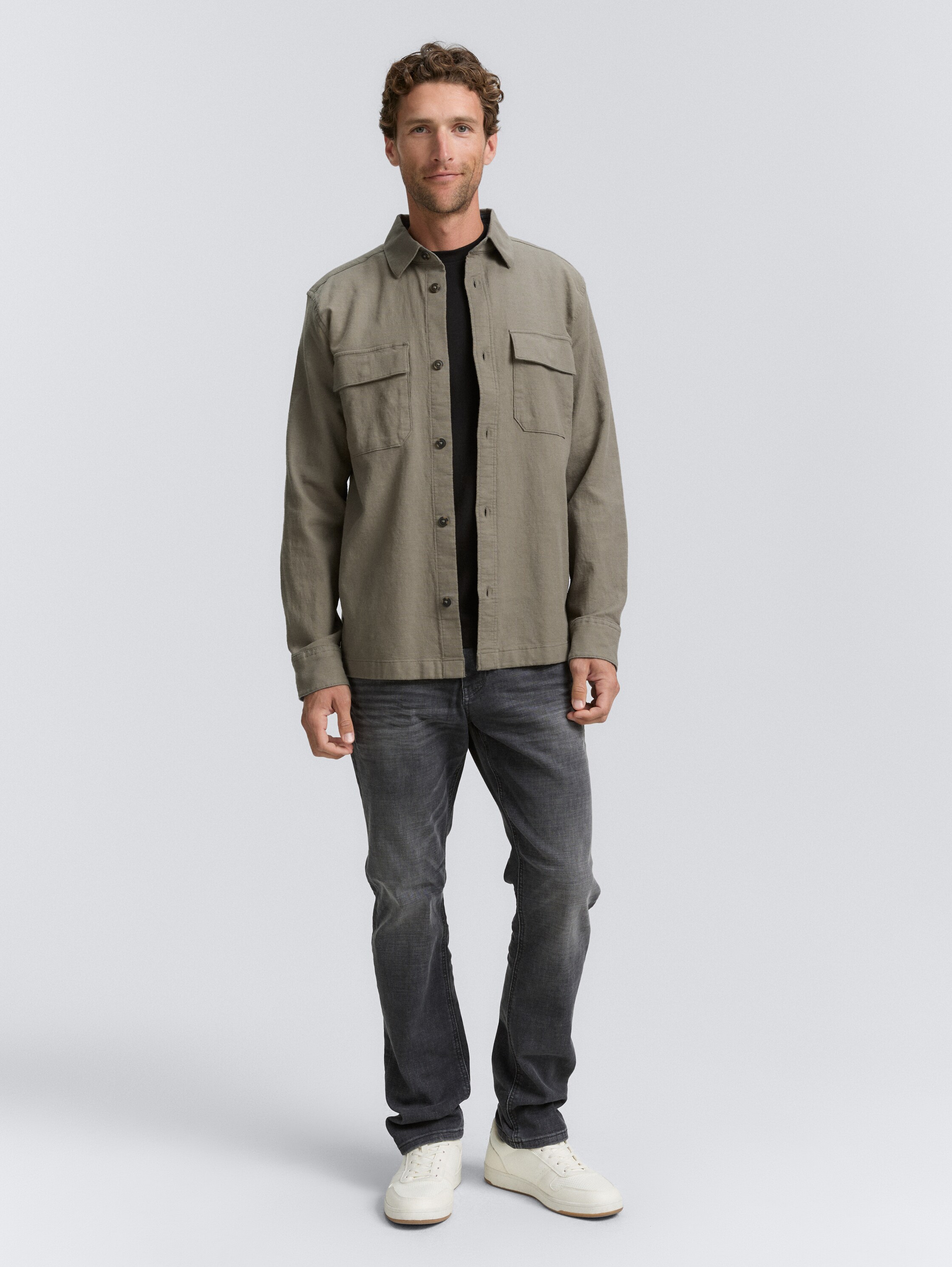 Overshirt Hemd mit Brusttaschen - smokey_olive_green - 