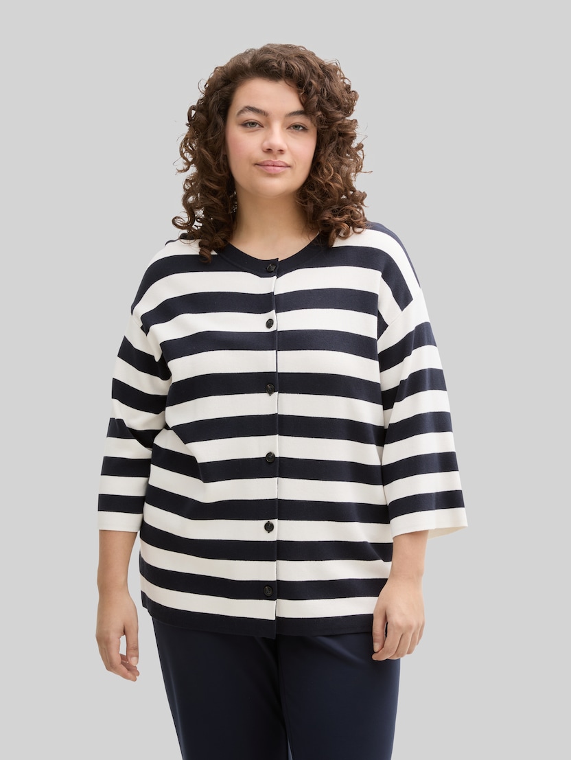 Plus Size - Cardigan mit Streifenmuster von Women Plus Size, navy offwhite block stripe