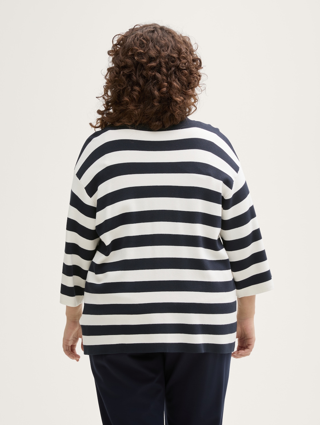 Plus Size - Cardigan mit Streifenmuster - navy offwhite block stripe