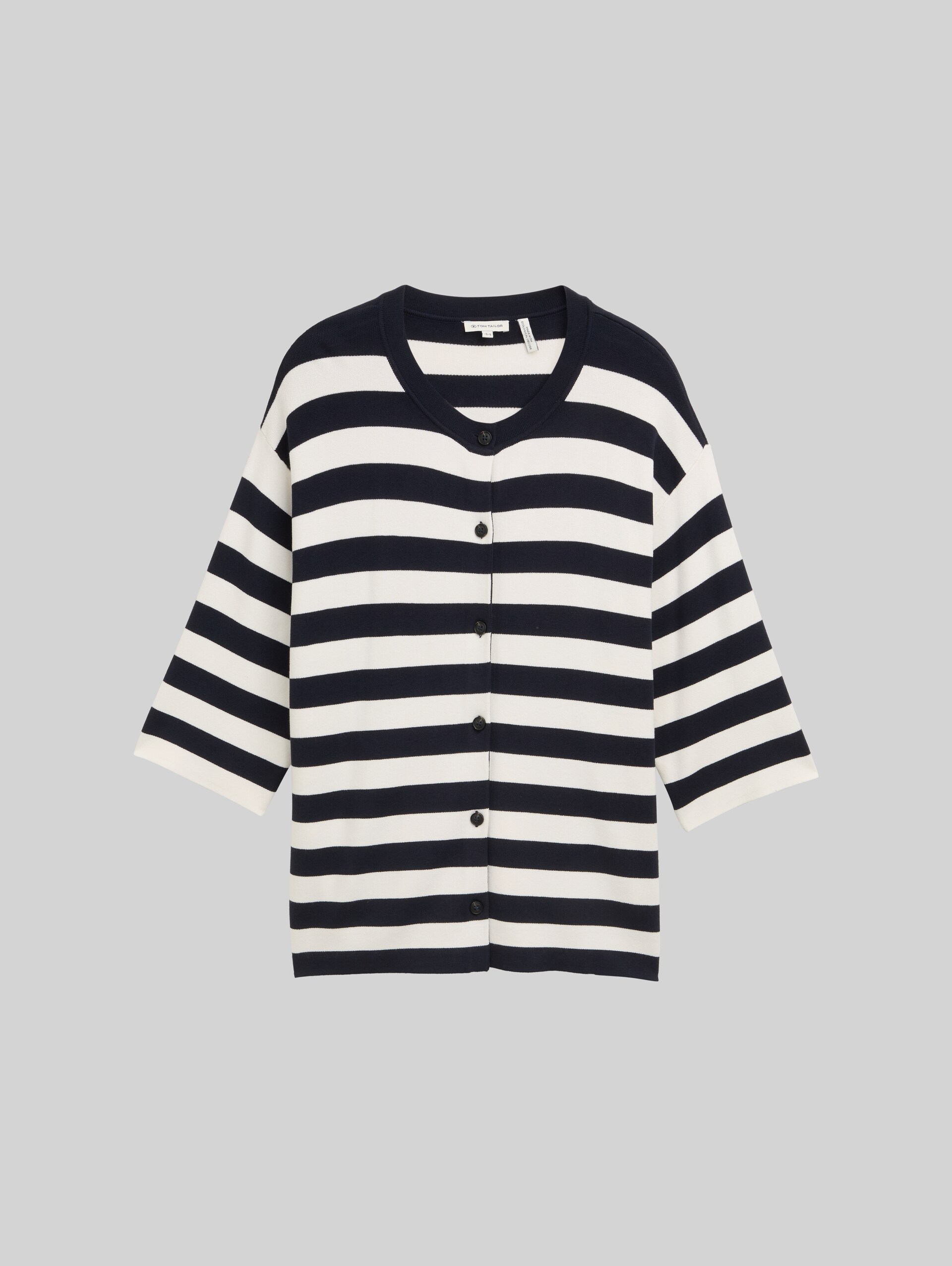 Plus Size - Cardigan mit Streifenmuster - navy offwhite block stripe