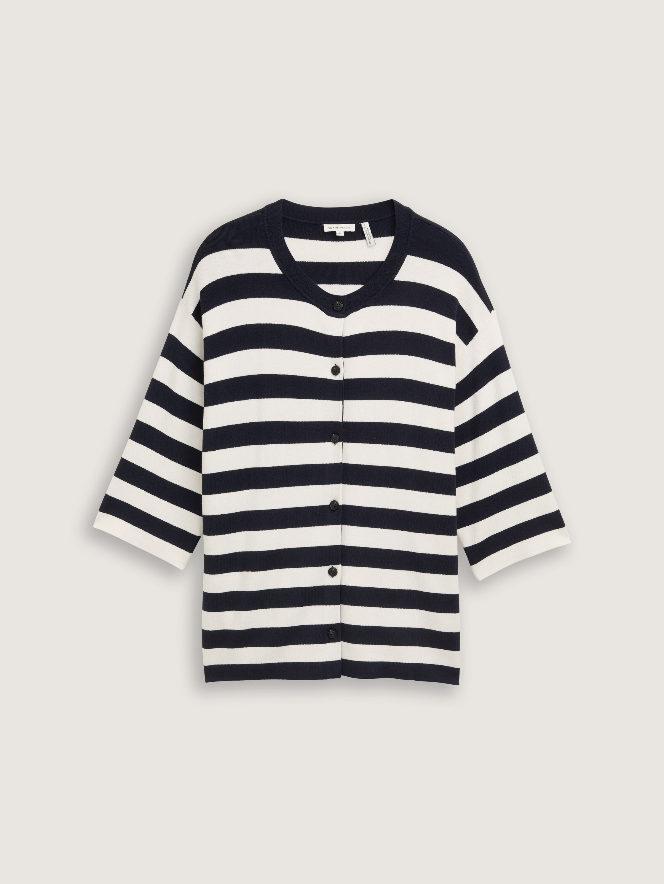 Plus Size - Cardigan mit Streifenmuster - navy_offwhite_block_stripe - 
