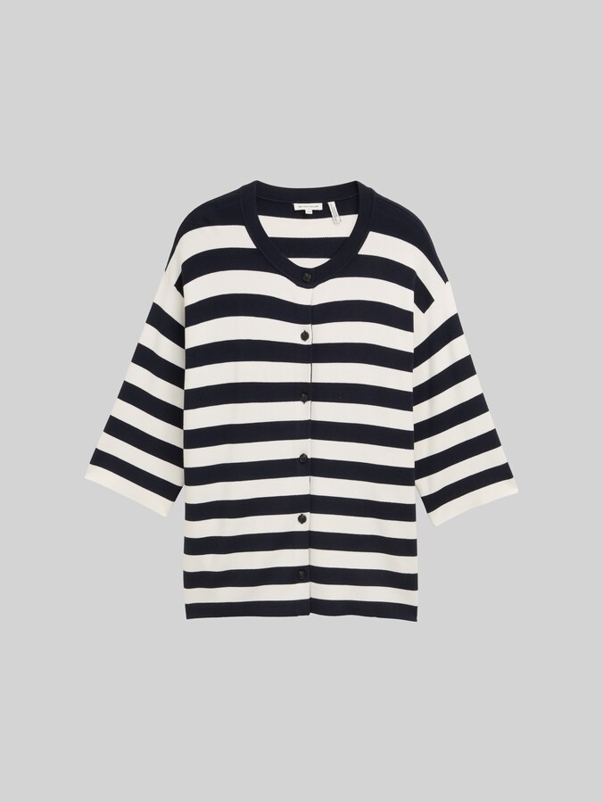 Plus Size - Cardigan with striped pattern by Women Plus Size, navy offwhite block stripe
