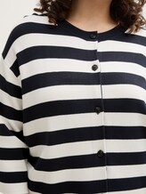 Plus Size - Cardigan mit Streifenmuster - navy offwhite block stripe - Detail-Model-Ansicht