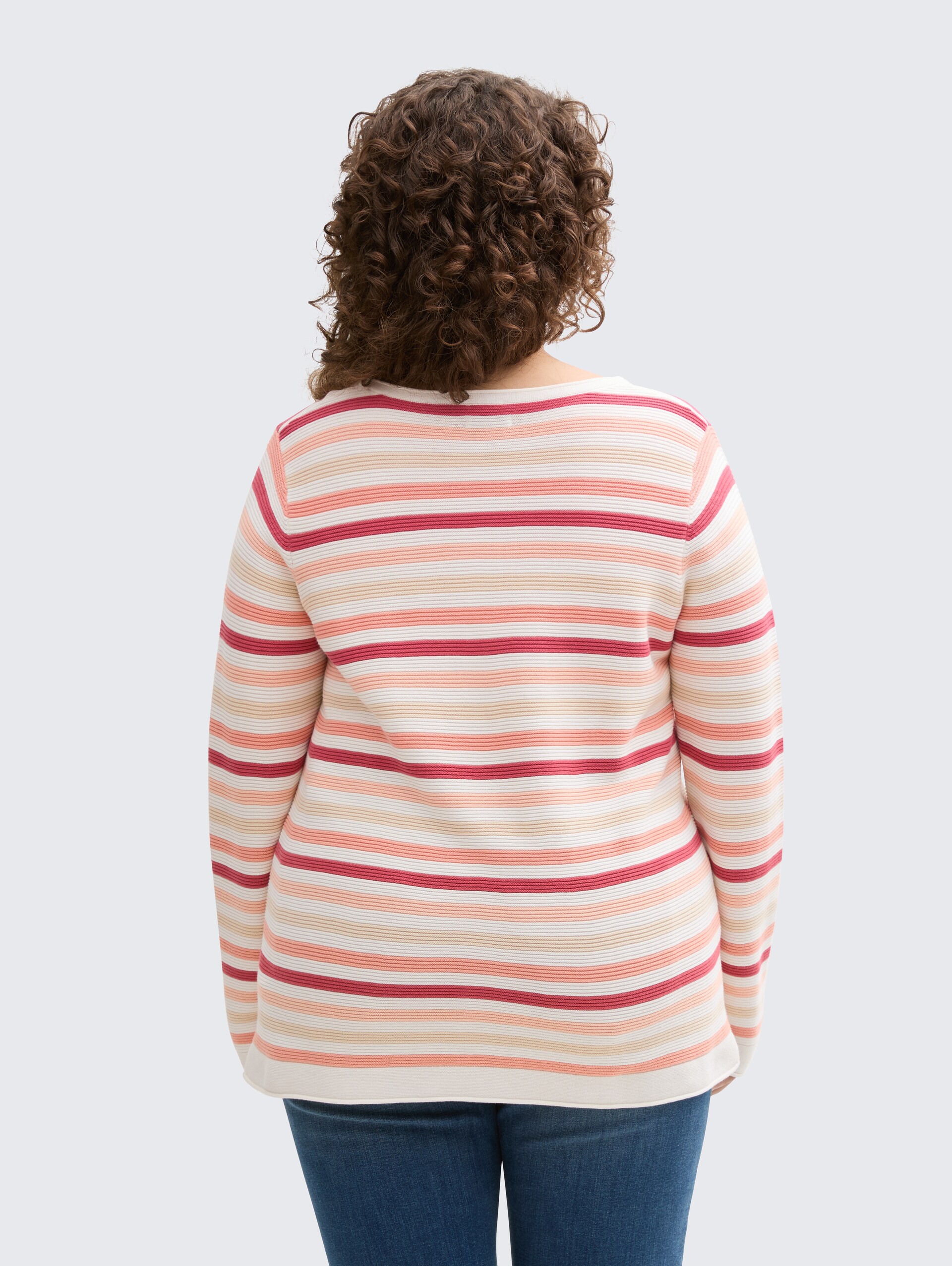 Plus Size - Strickpullover mit Bio-Baumwolle - peachy knit stripe design
