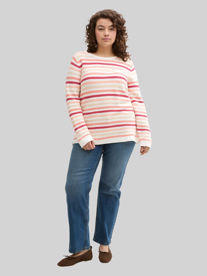 Plus Size - Strickpullover mit Bio-Baumwolle von Women Plus Size, peachy knit stripe design