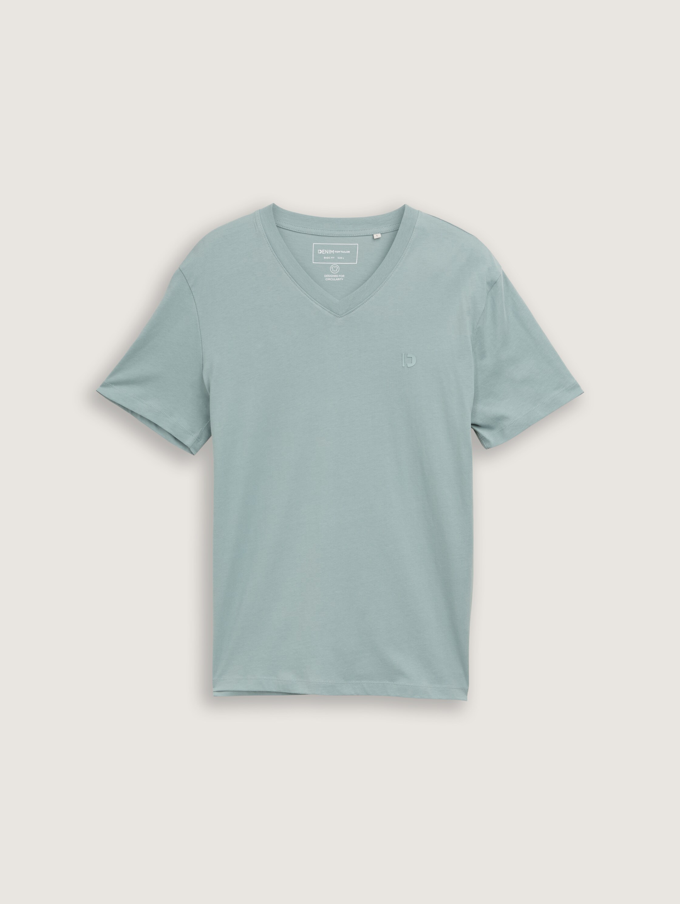 Basic T-Shirt mit V-Ausschnitt - light_ice_blue - 