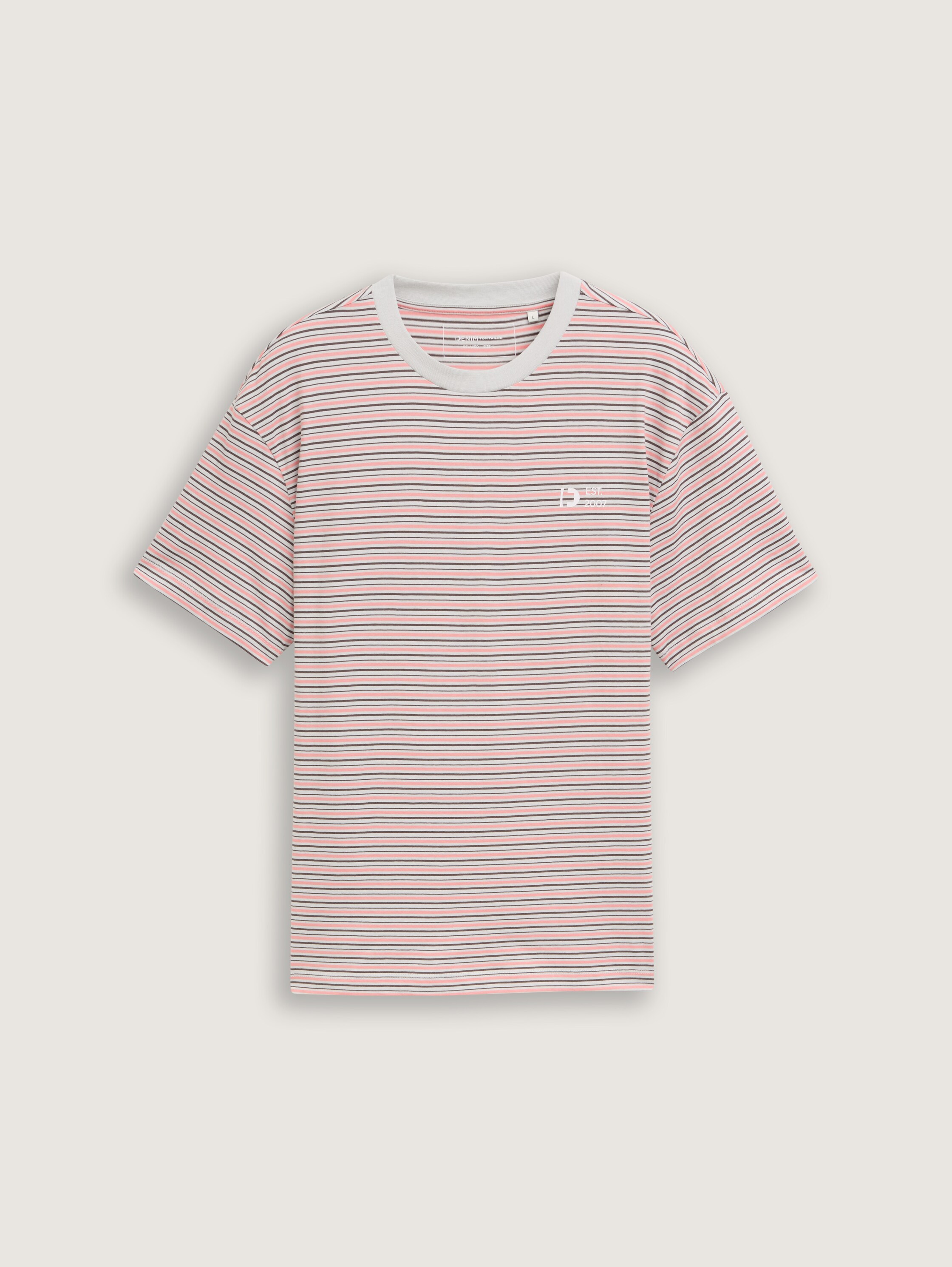 Relaxed Fit T-Shirt mit Streifenmuster - grey_rose_yd_fine_stripe - 