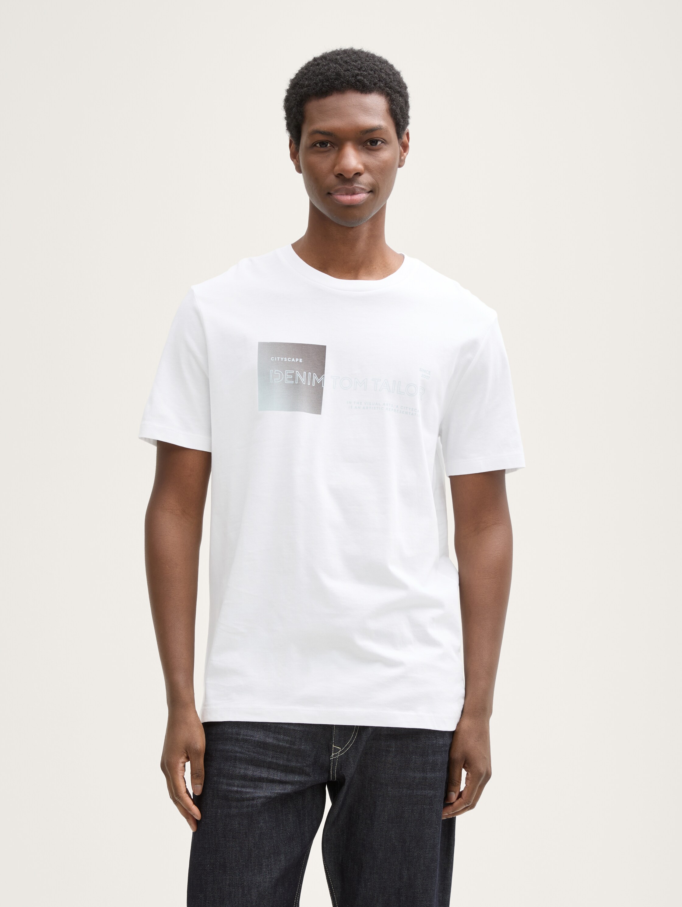 T-Shirt mit Print aus Baumwolle - white - 