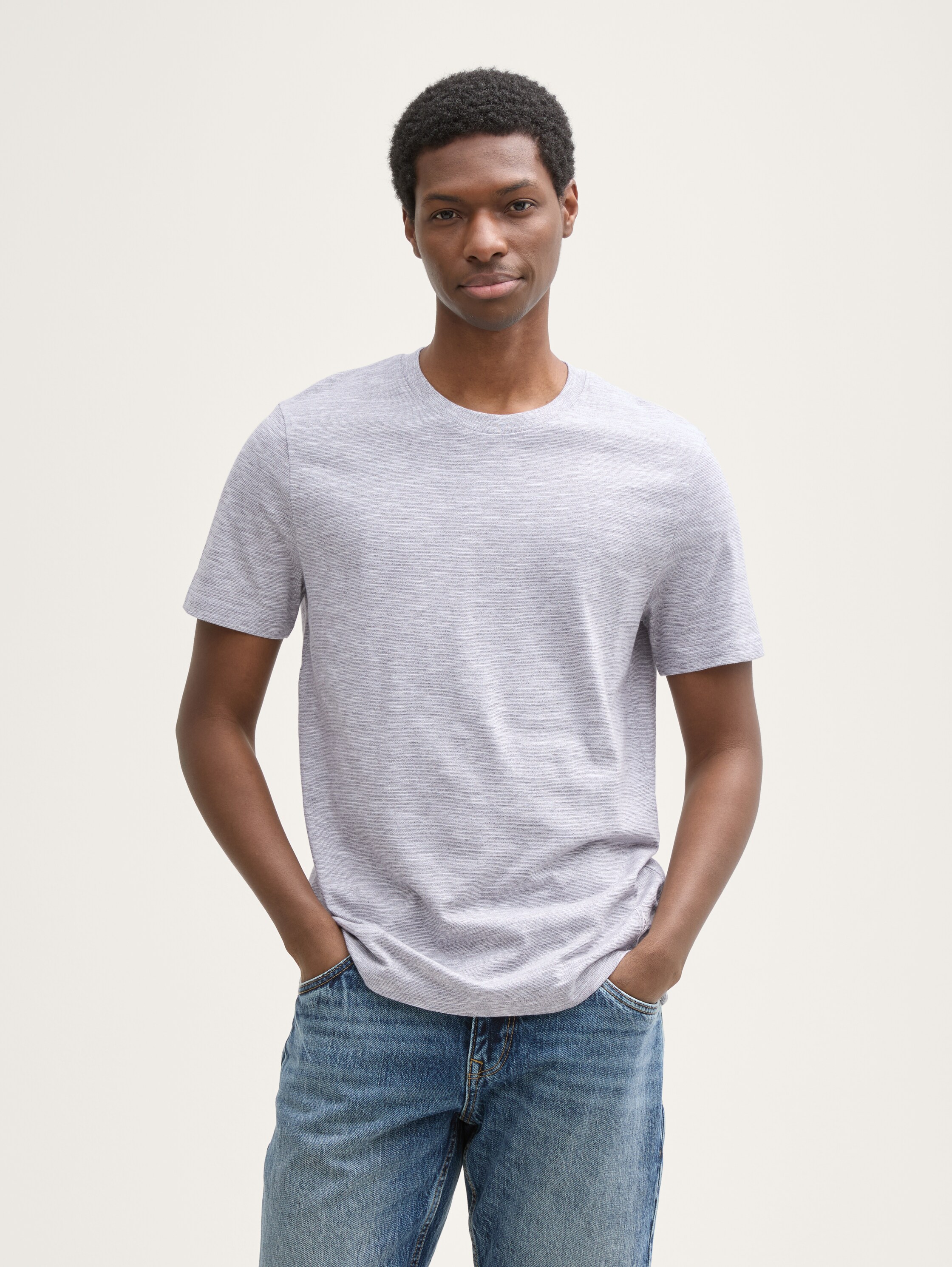 Basic T-Shirt in Melange-Optik - pavement_grey - 