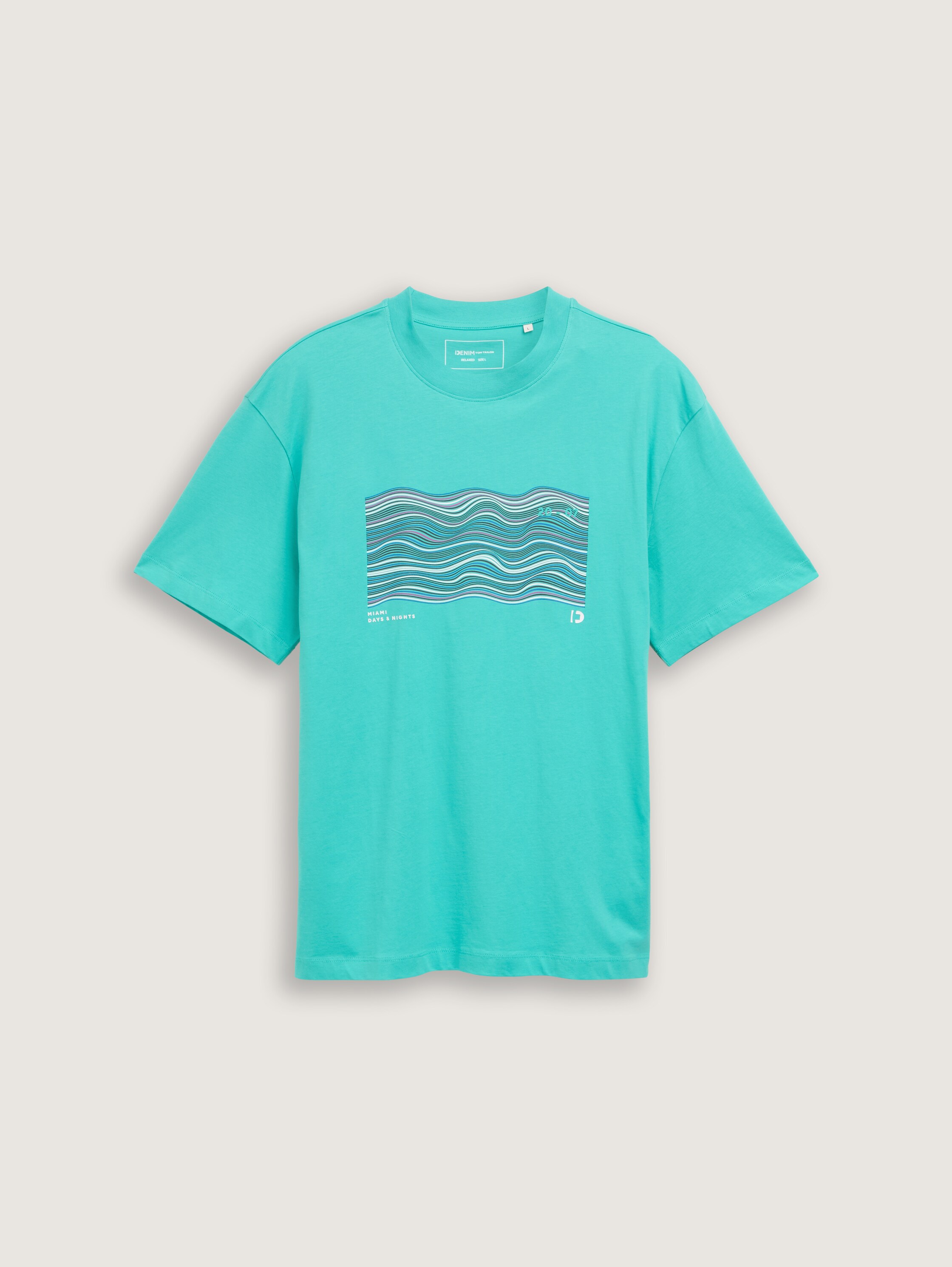 Relaxed Fit T-Shirt mit Print - waterfall_green_1 - 