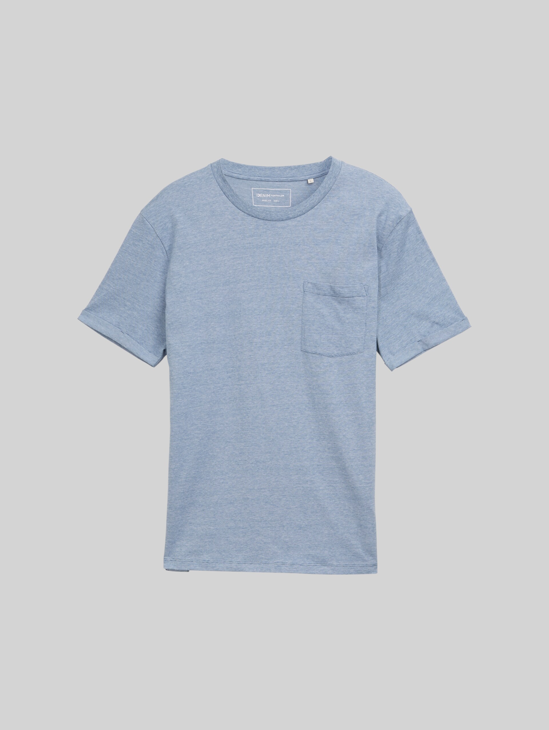 T-shirt with breast pocket - mystical blue - Front product view