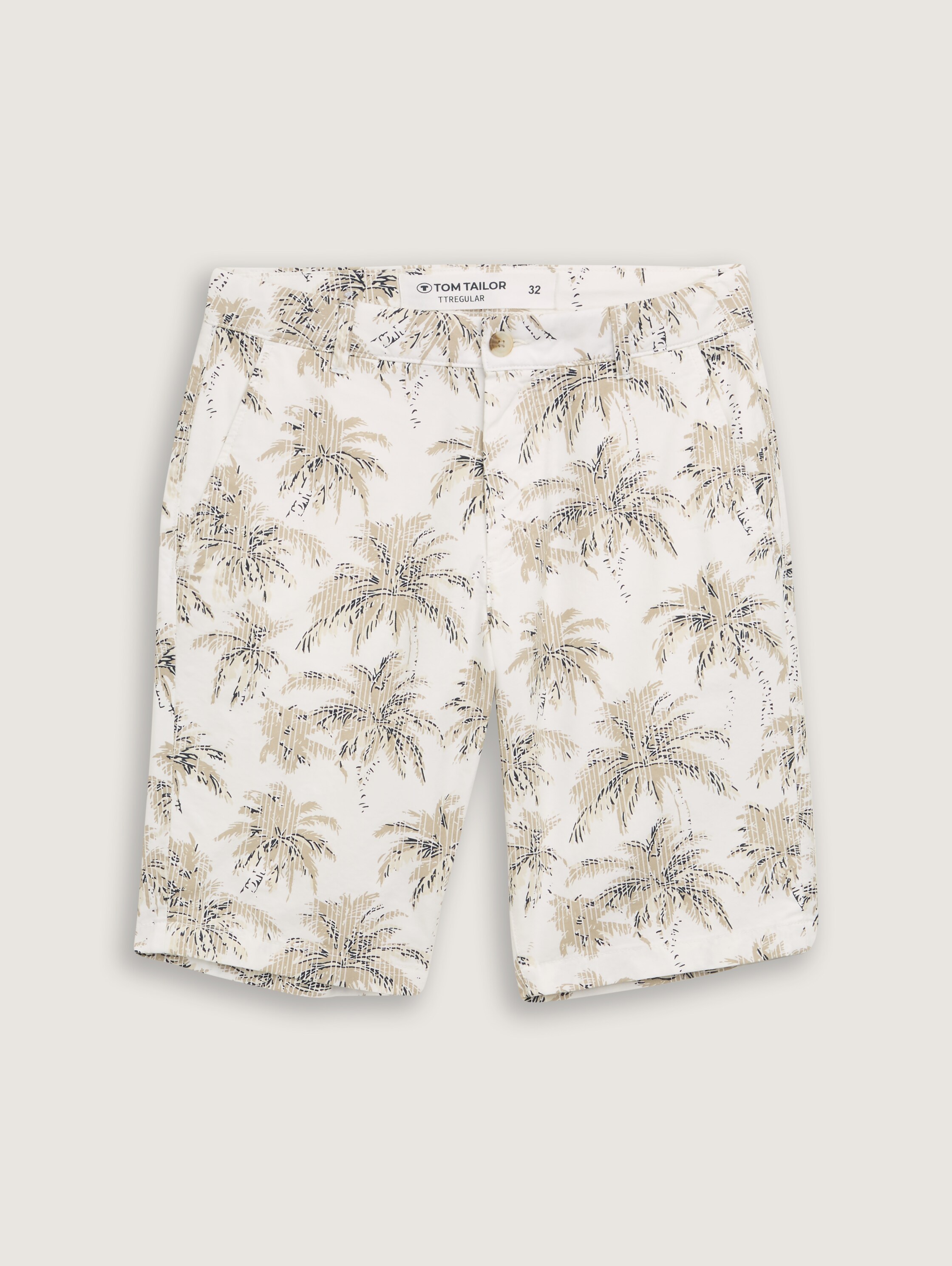 Regular Chino Shorts mit Palmen-Print - off_white_stripe_palm_design - 