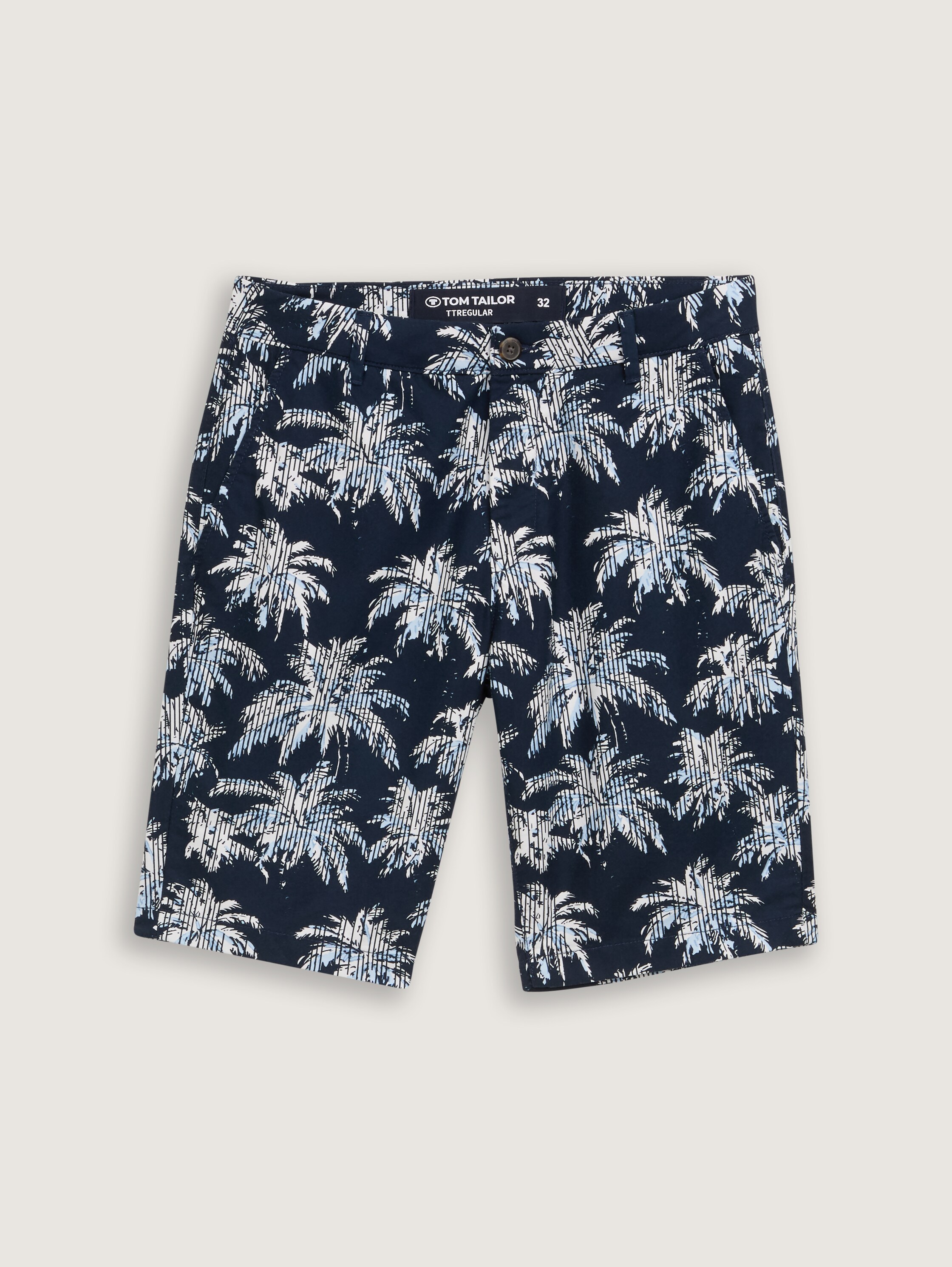 Regular Chino Shorts mit Palmen-Print - navy_blue_stripe_palm_design - 