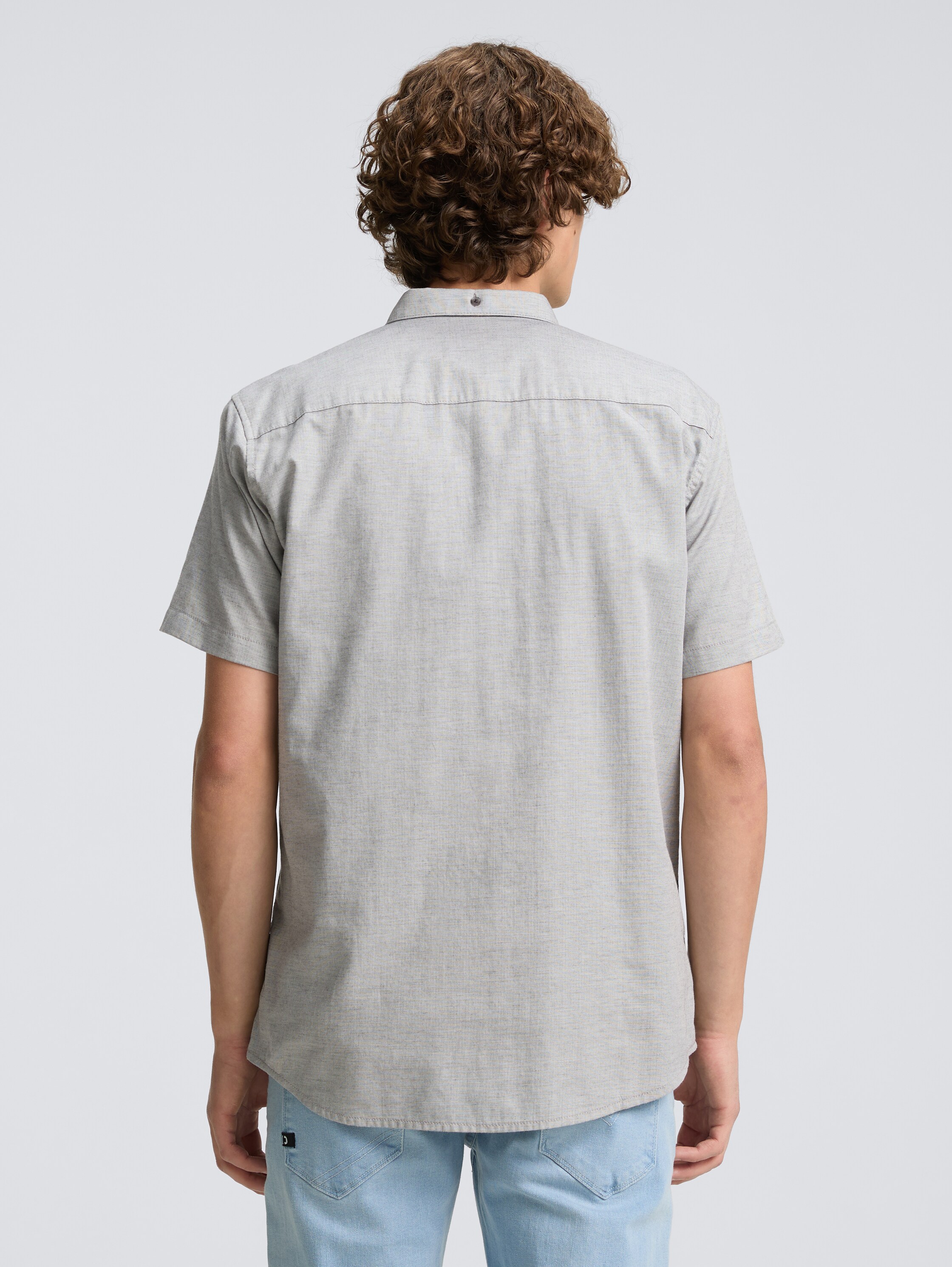 Regular Fit Kurzarmhemd mit Brusttasche - chalk_grey_structure - 