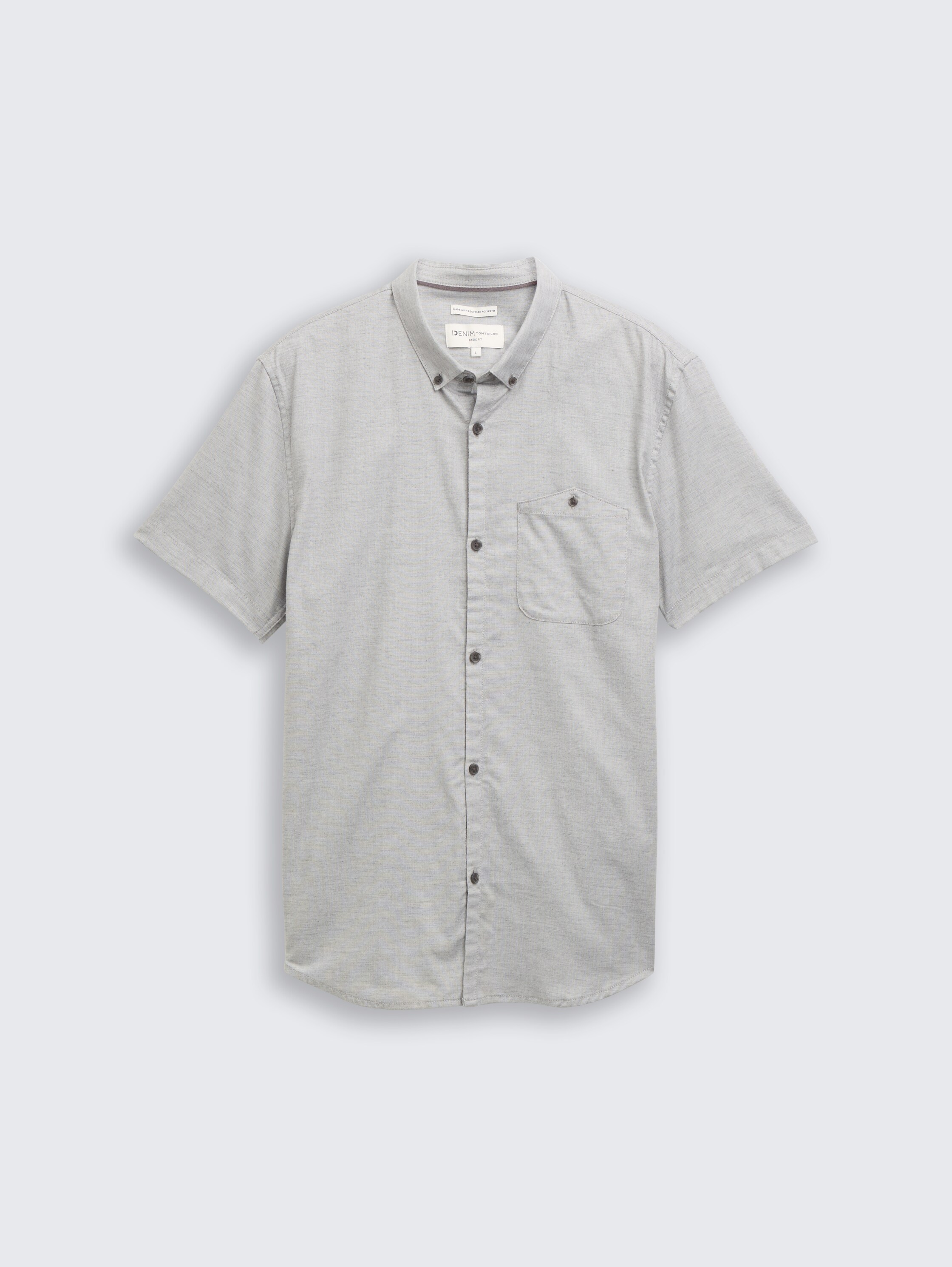 Regular Fit Kurzarmhemd mit Brusttasche - chalk_grey_structure - 